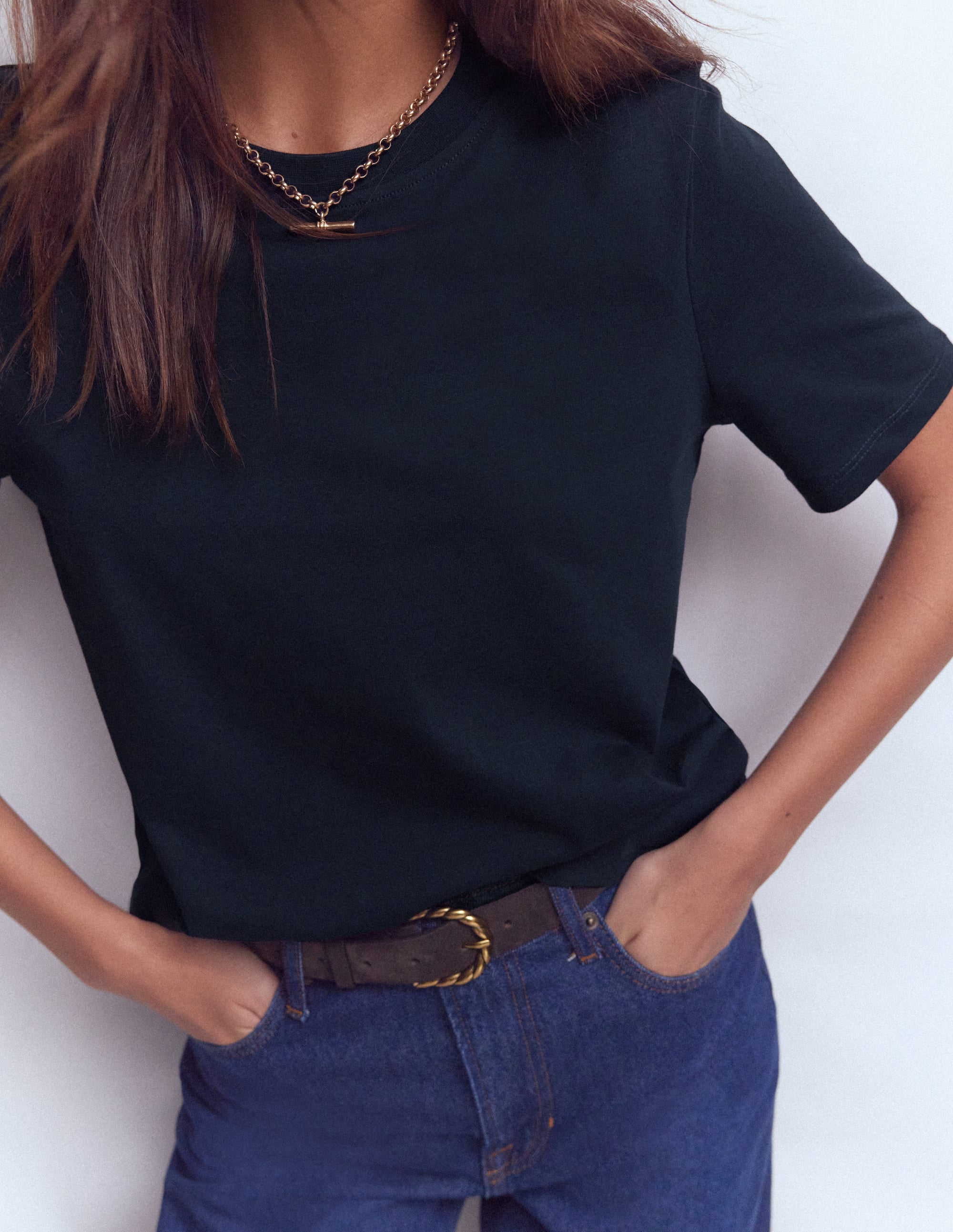 Ren Cotton Crew Neck T-shirt-Navy - Image 2
