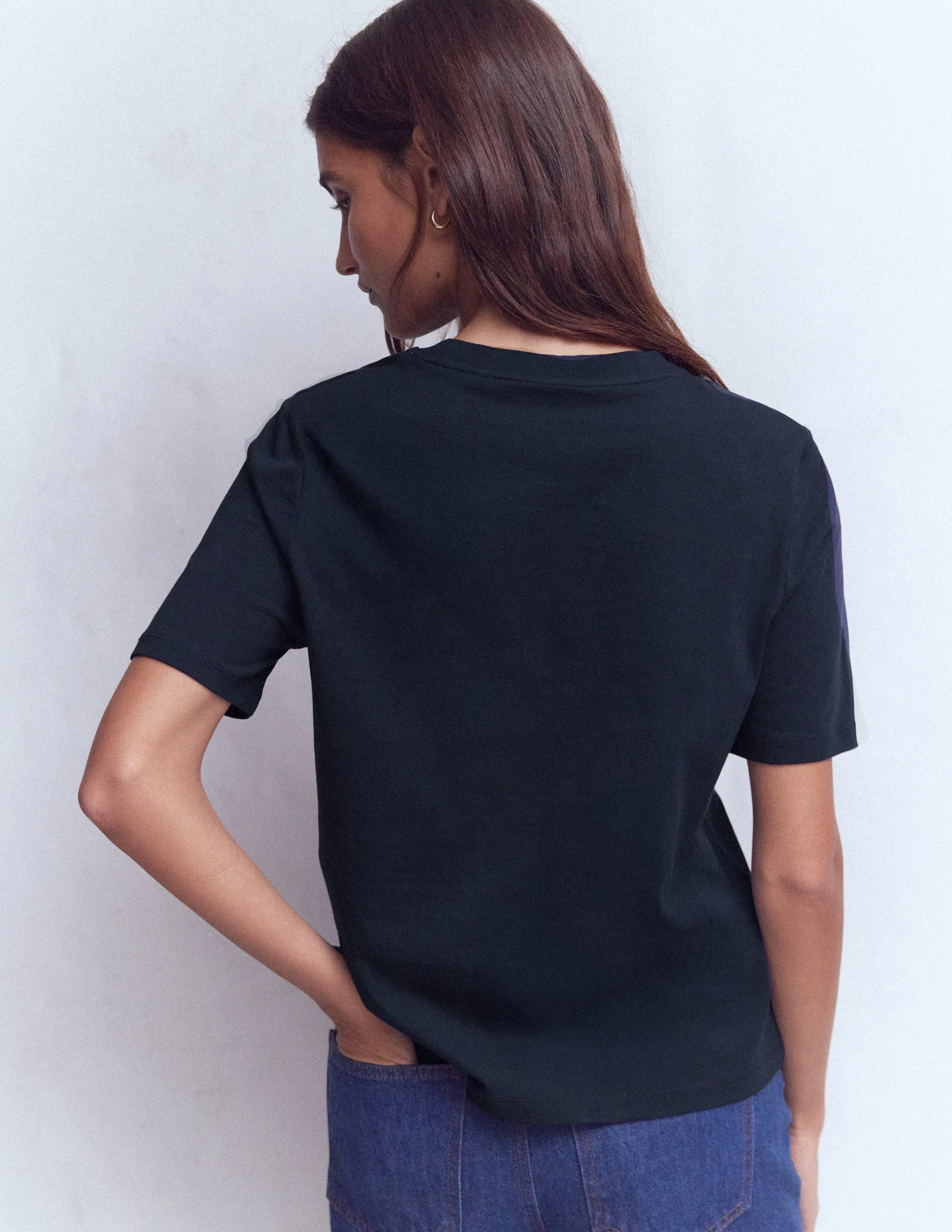 Ren Cotton Crew Neck T-shirt-Navy - Image 3