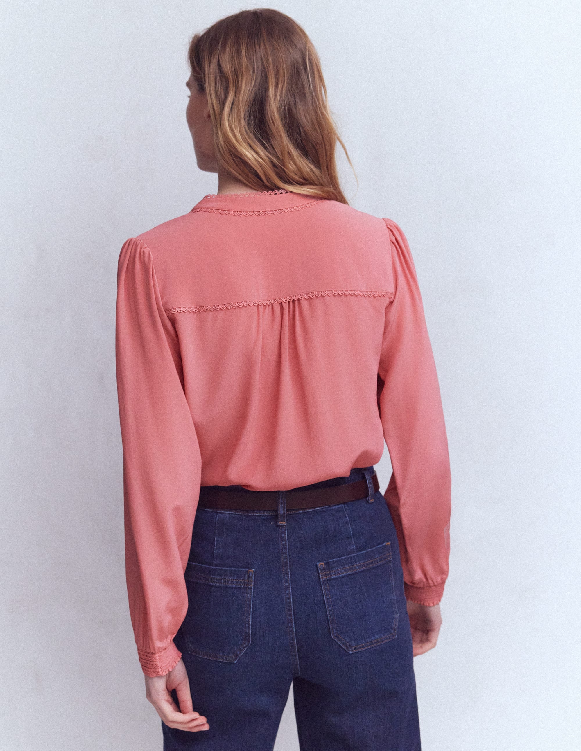 Rhea Trim Detail Silk Top-Vintage Rose - Image 3