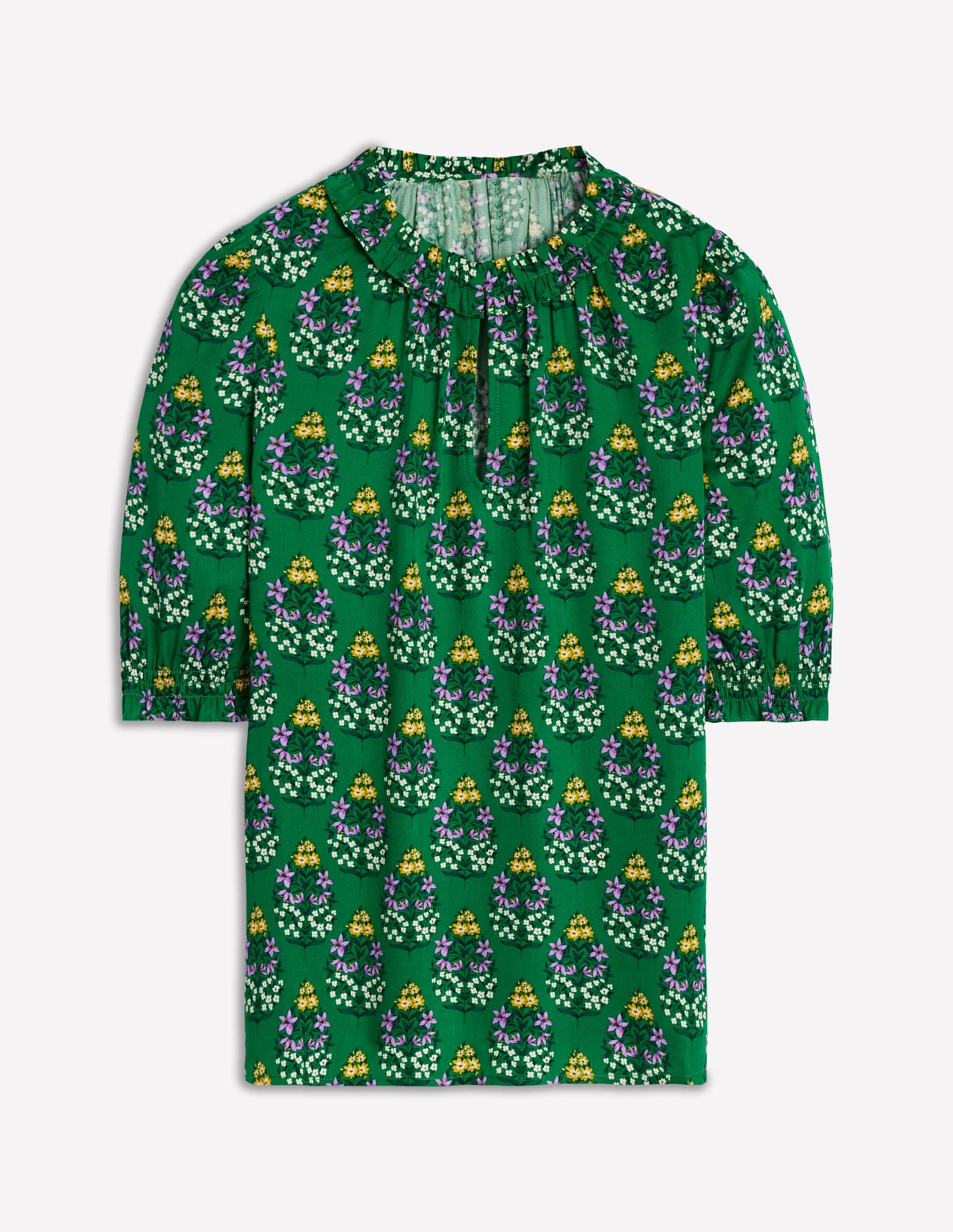 Ria Short Sleeve Top-Emerald, Wildflower Bouquet - Image 5