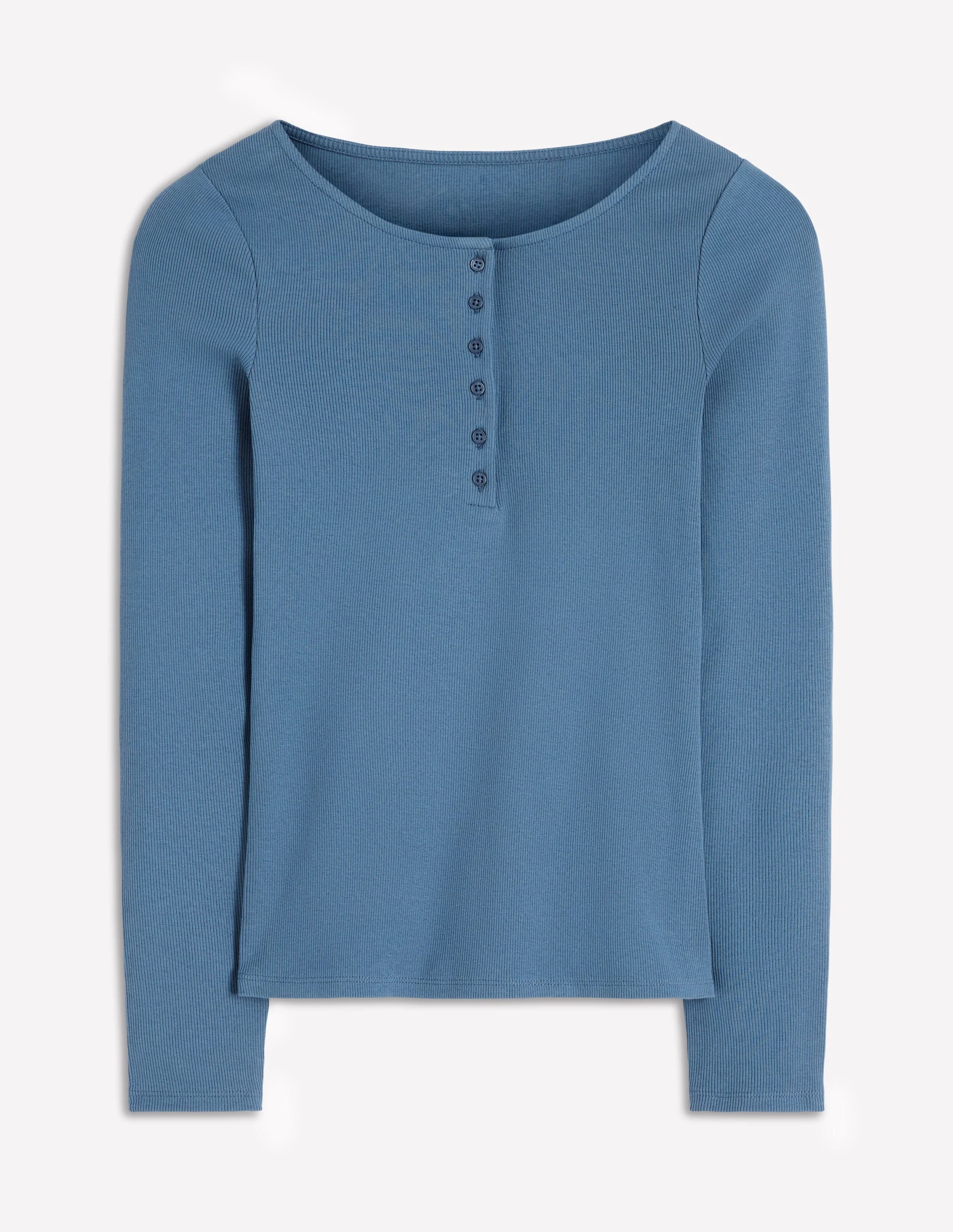 Rib Henley-Sailor Blue - Image 4