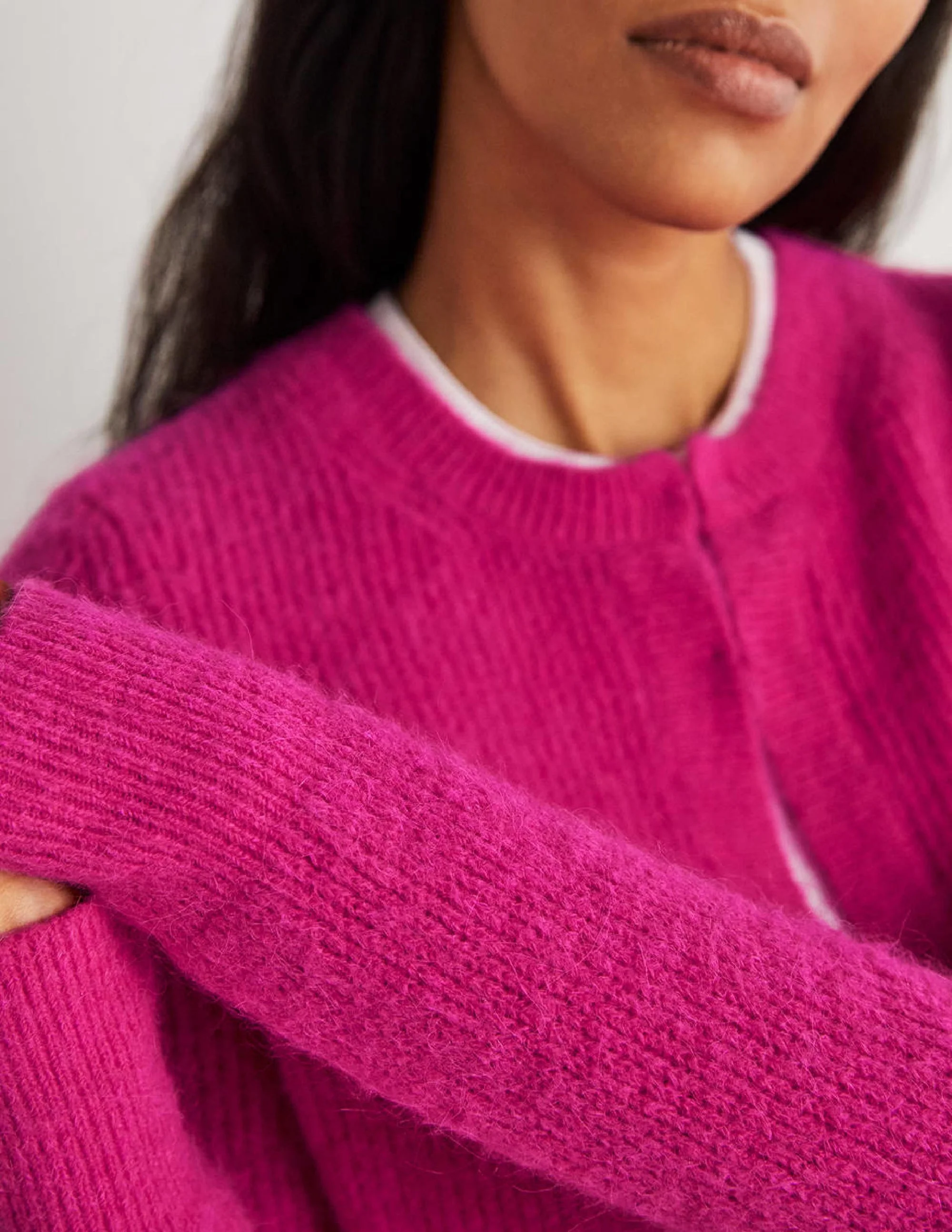 Rib Knit Bolero-Wild Watermelon Pink - Image 3