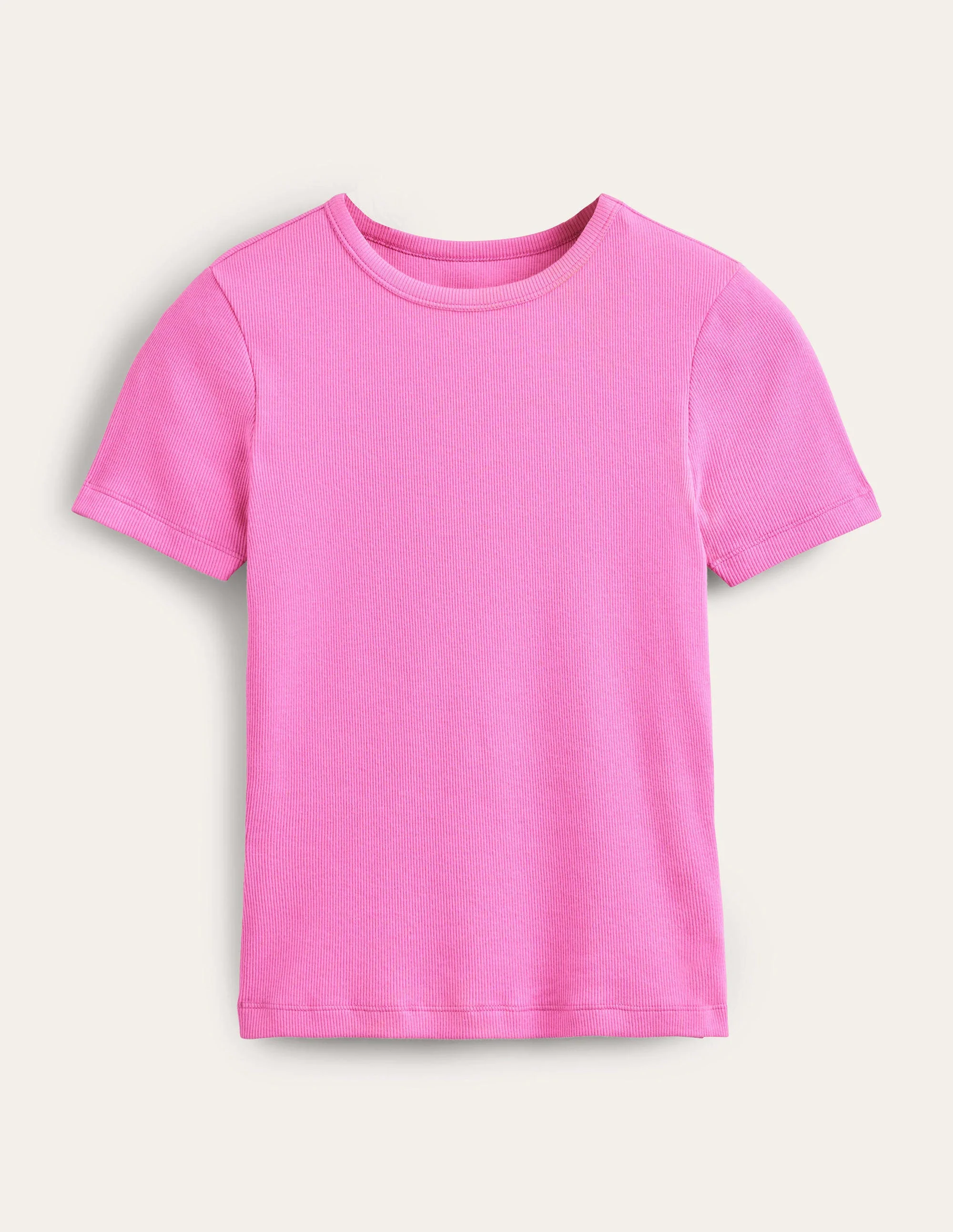 Ribbed Crew Neck T-shirt-Plum Blossom - Image 5