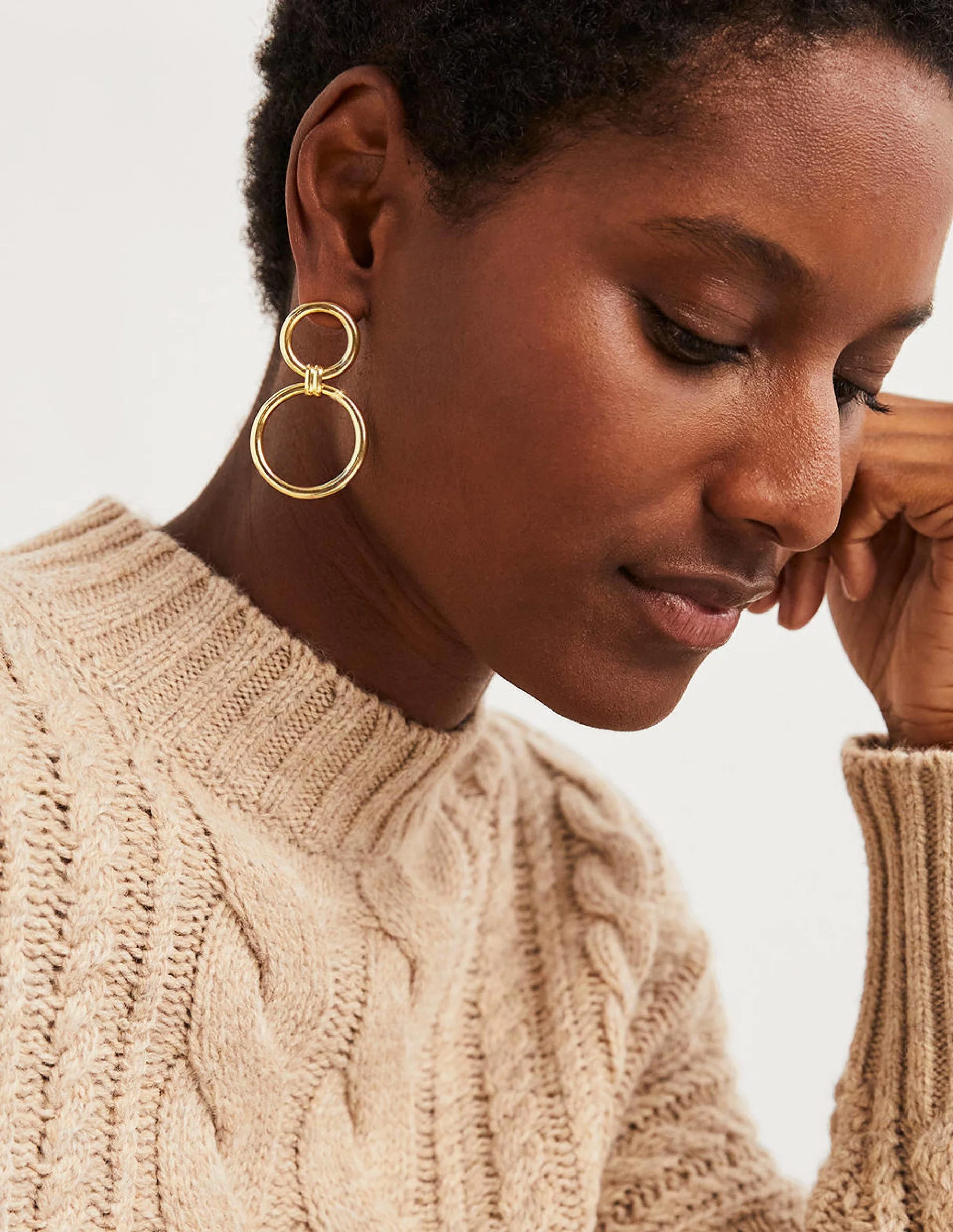 Ring Link Earrings-Gold