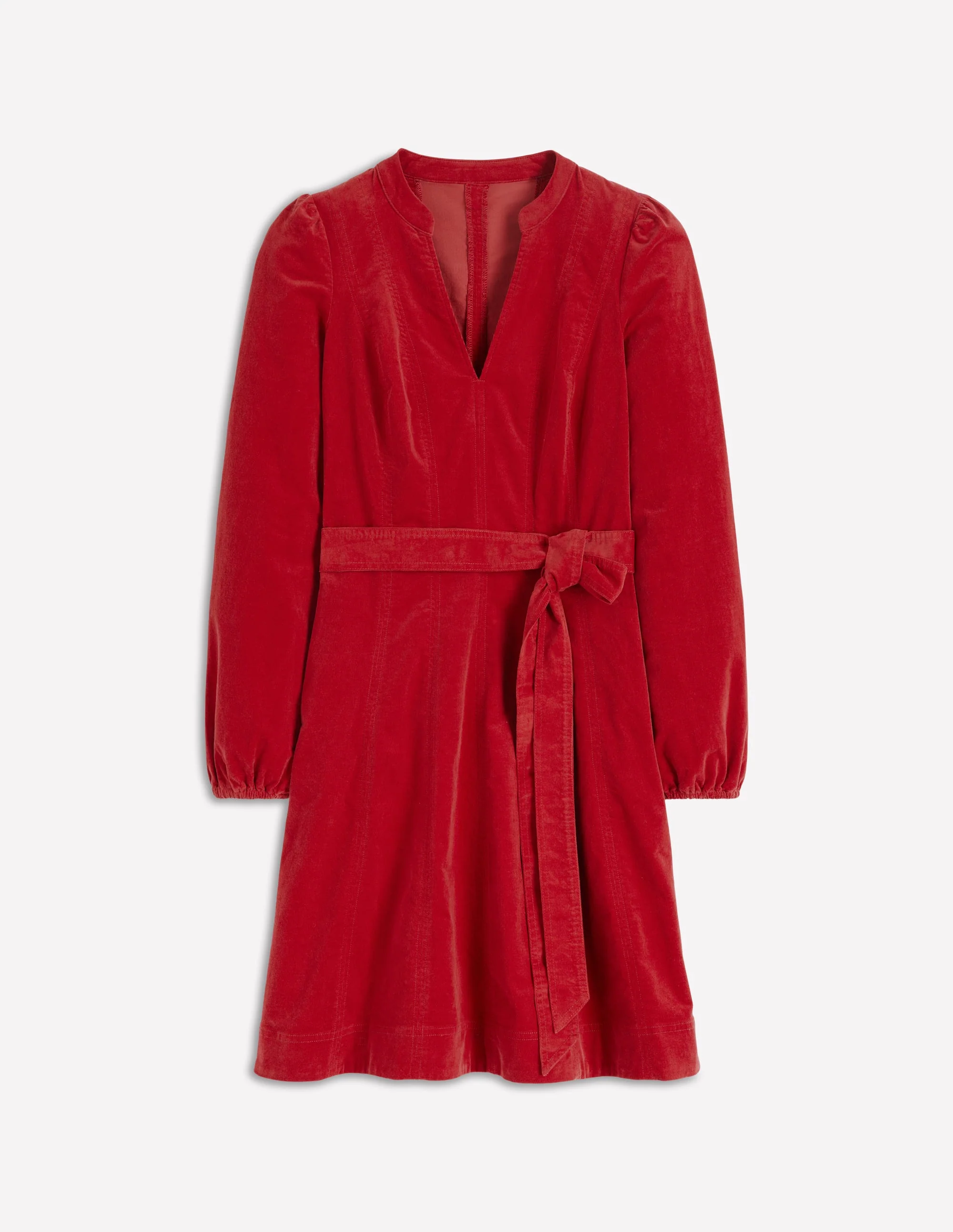 Ros Panelled Cord Short Dress-Crimson Red - Image 7