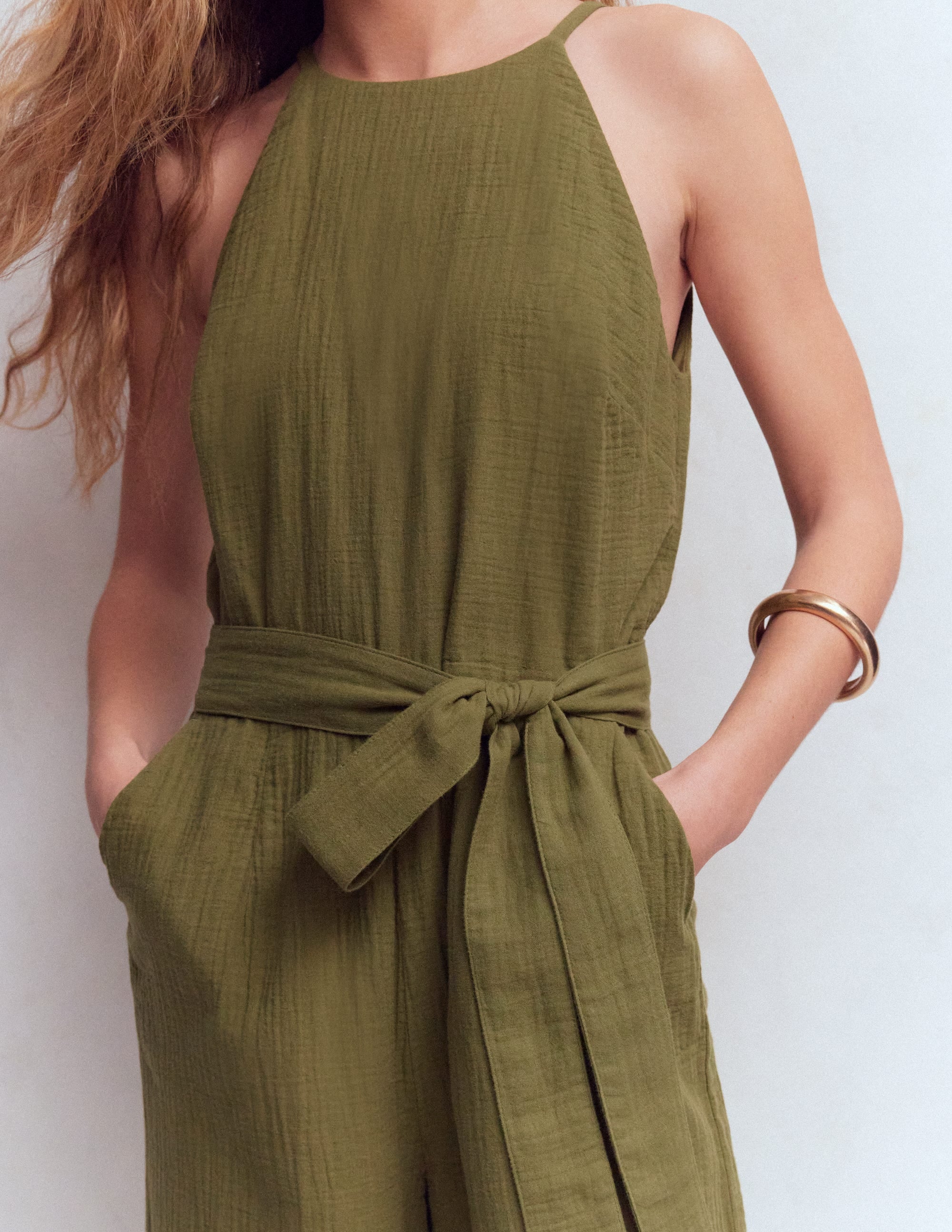 Rosa Double Cloth Jumpsuit-Olive - Image 2