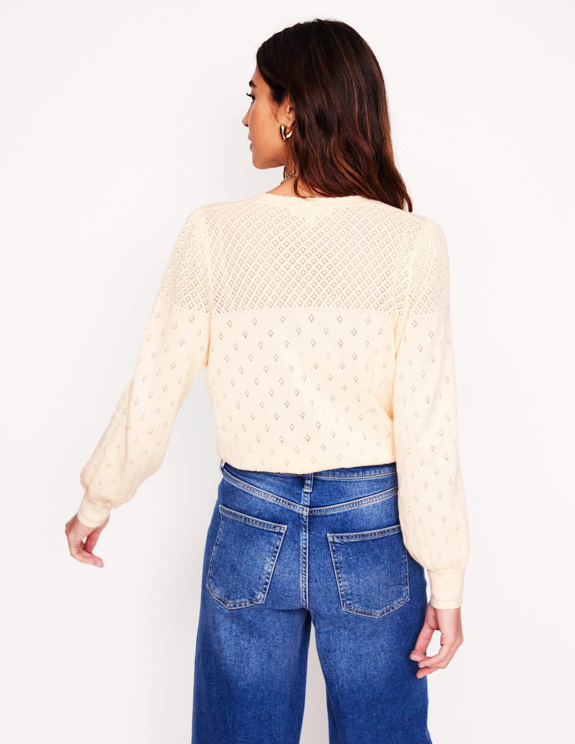 Rosalie Pointelle Cardigan-Warm Ivory - Image 3