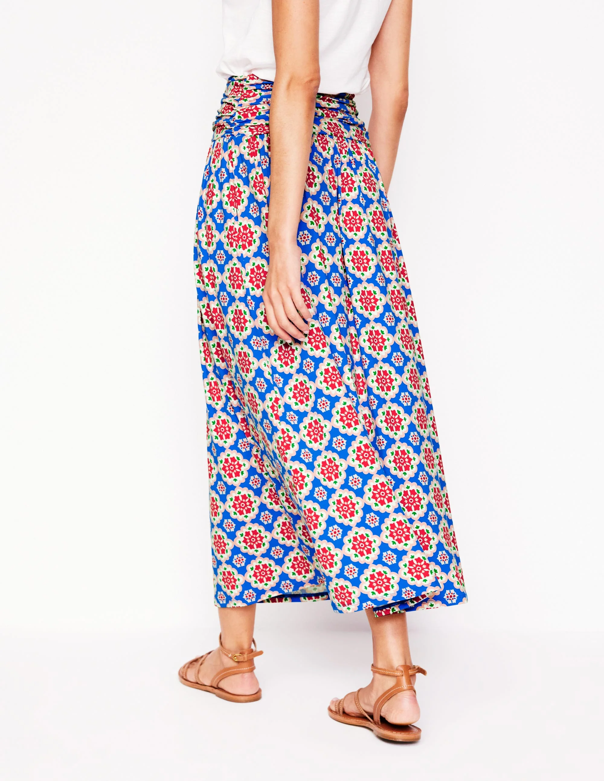 Rosaline Jersey Skirt-Cerulean Blue, Bloom Geo - Image 3