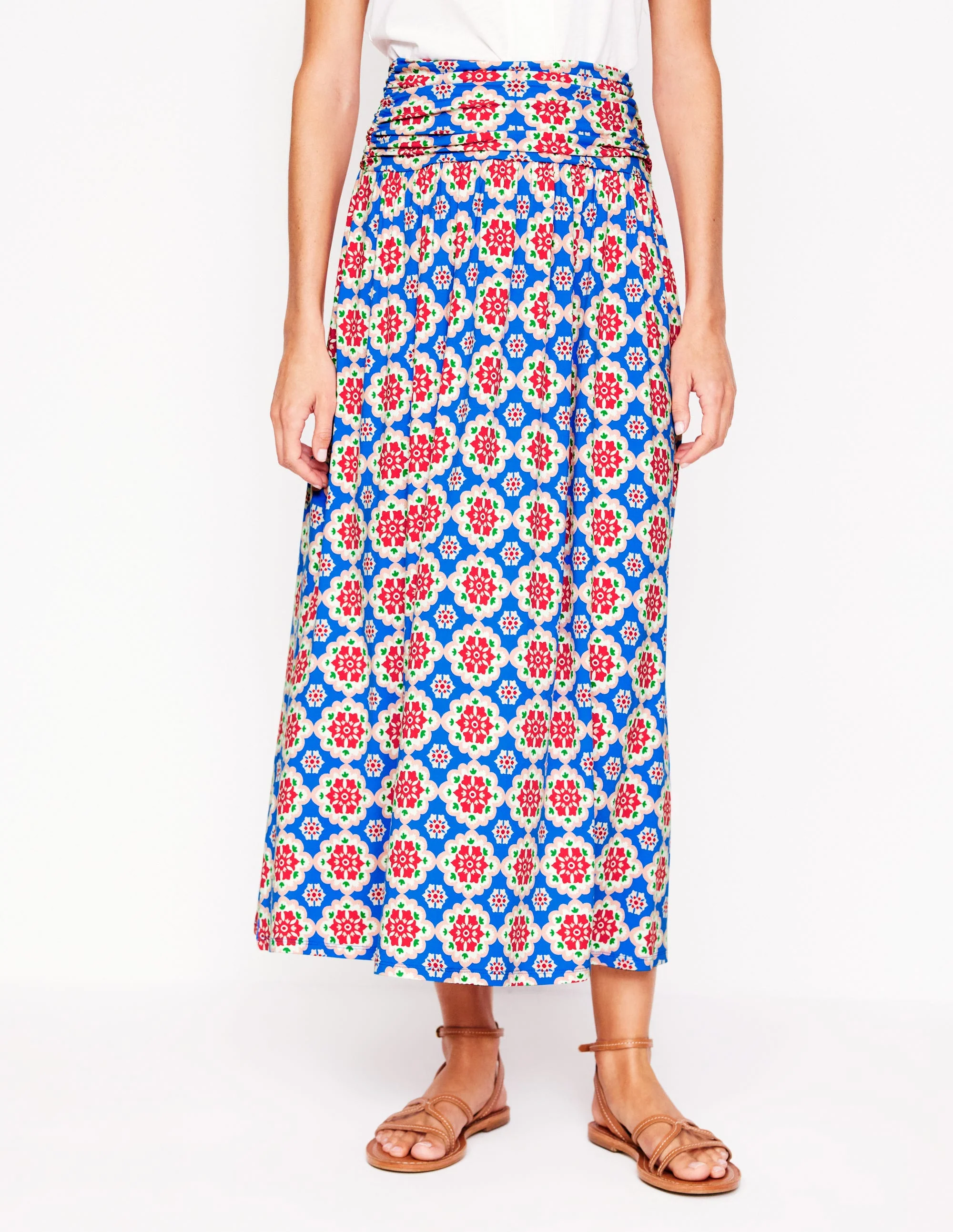Rosaline Jersey Skirt-Cerulean Blue, Bloom Geo - Image 4