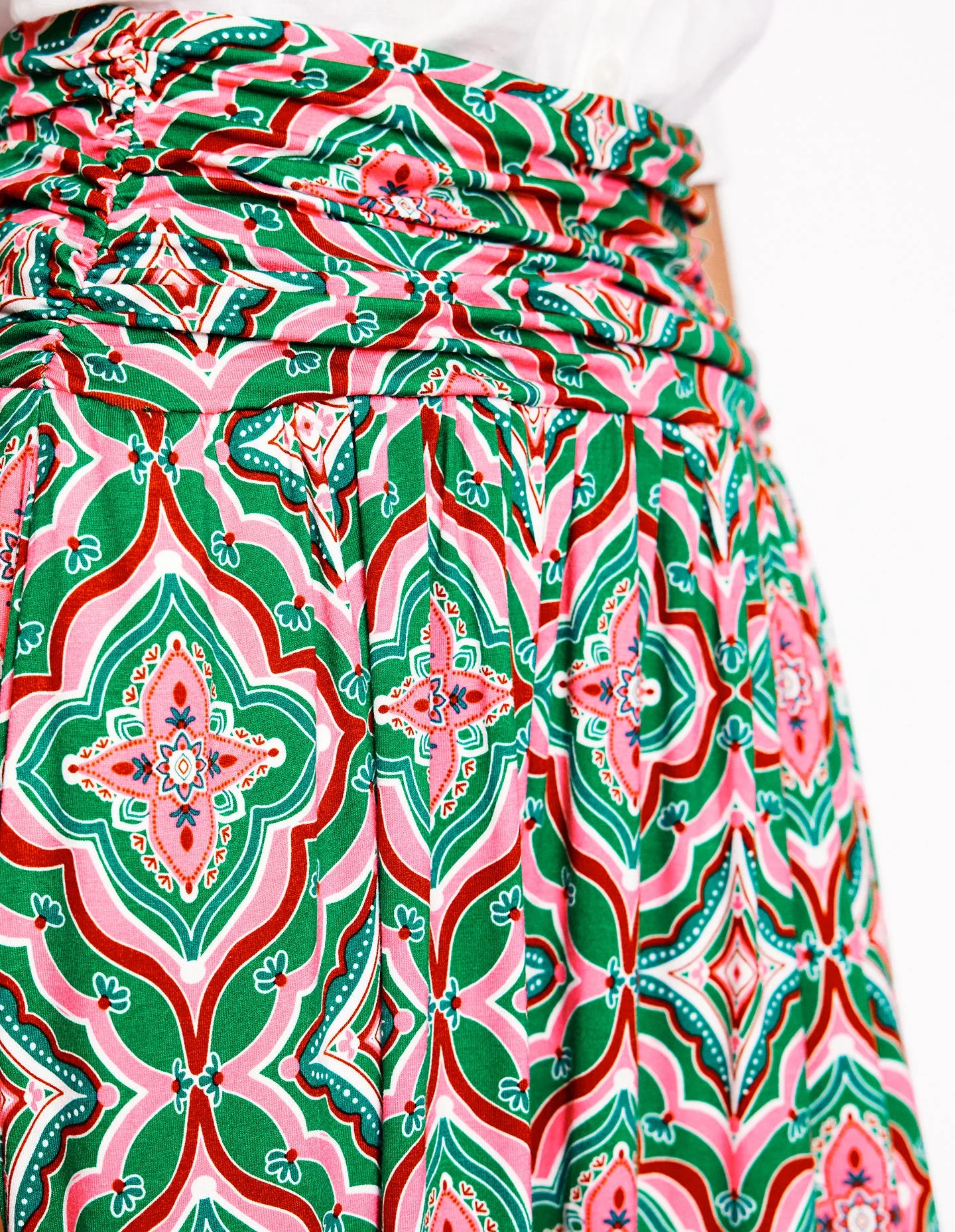 Rosaline Jersey Skirt-Rich Emerald, Mosaic Lawn - Image 2