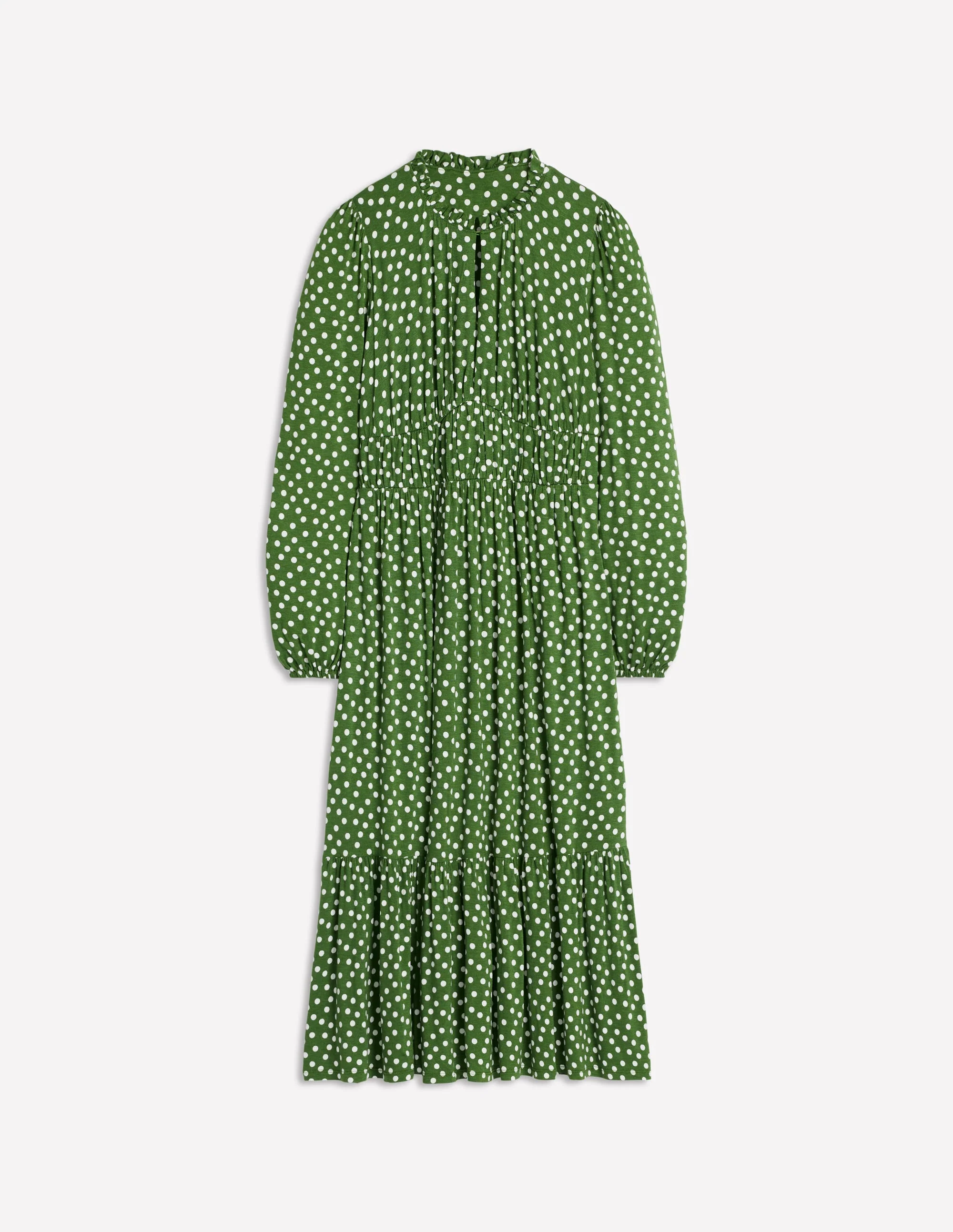 Rosamund Jersey Midi Tea Dress-Paradise Green, Abstract Dot - Image 7