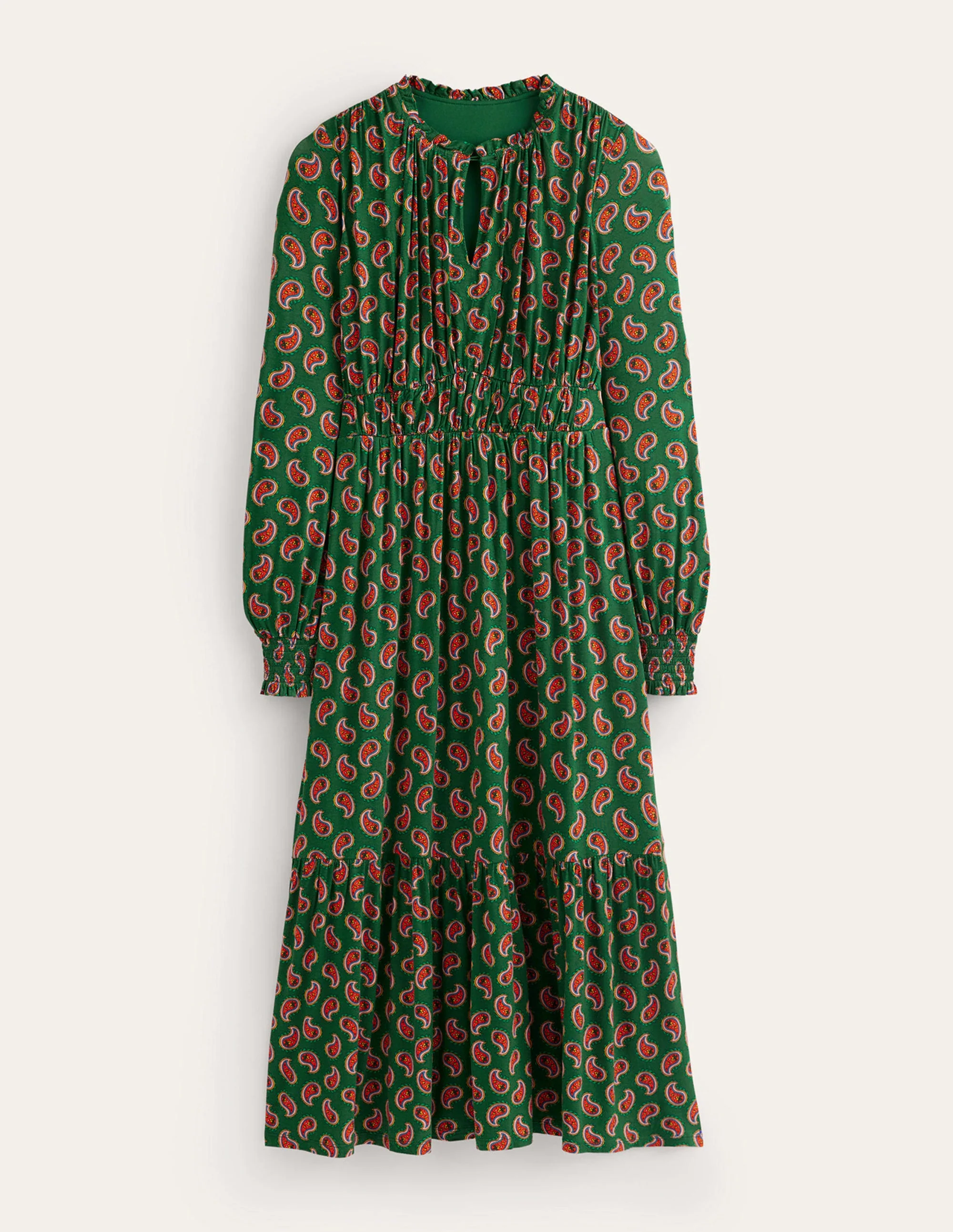Rosanna Long Sleeve Tea Dress-Amazon Green, Paisley Bunch - Image 5