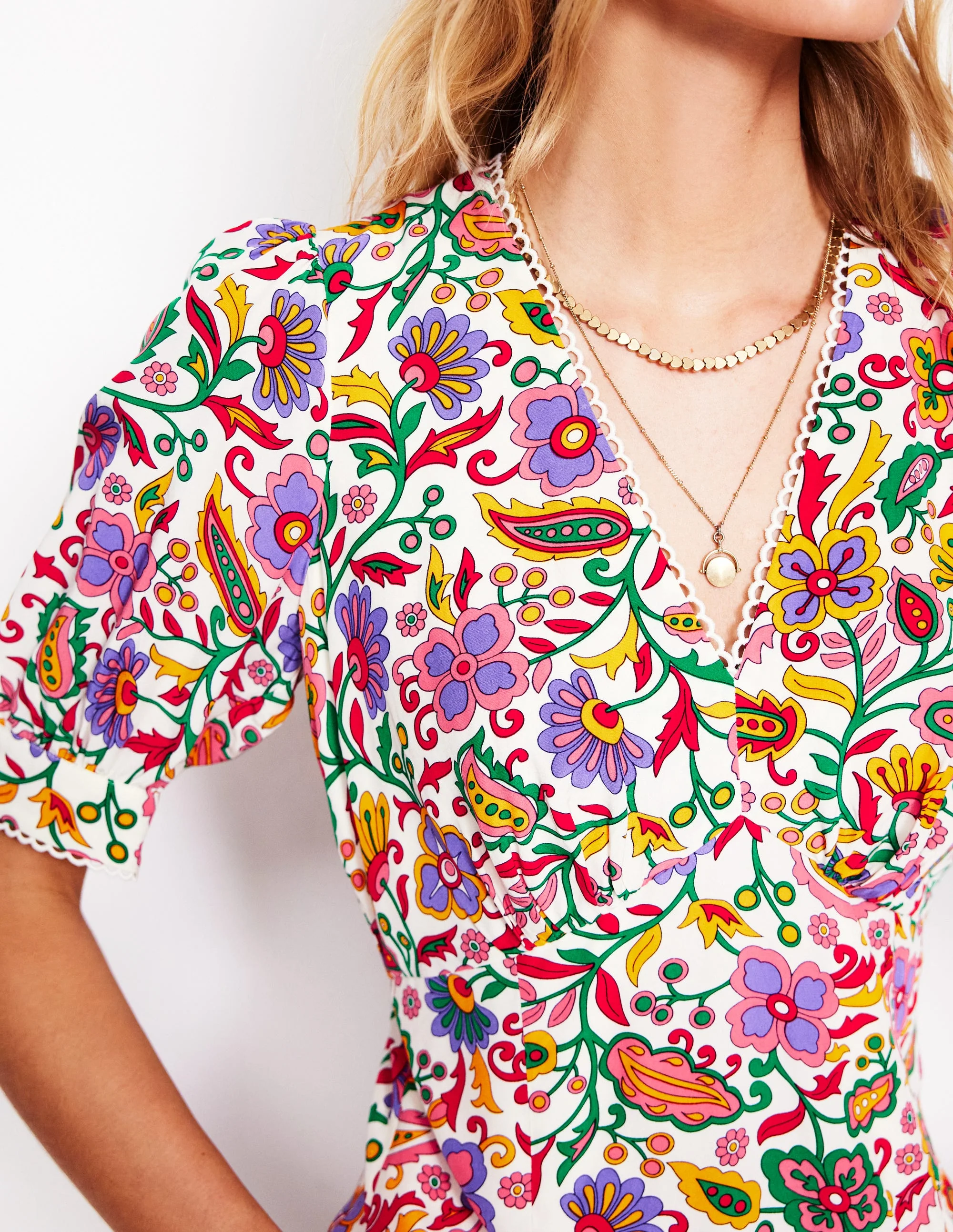 Rosie Godet Tea Dress-Multi, Oriental Paradise - Image 3