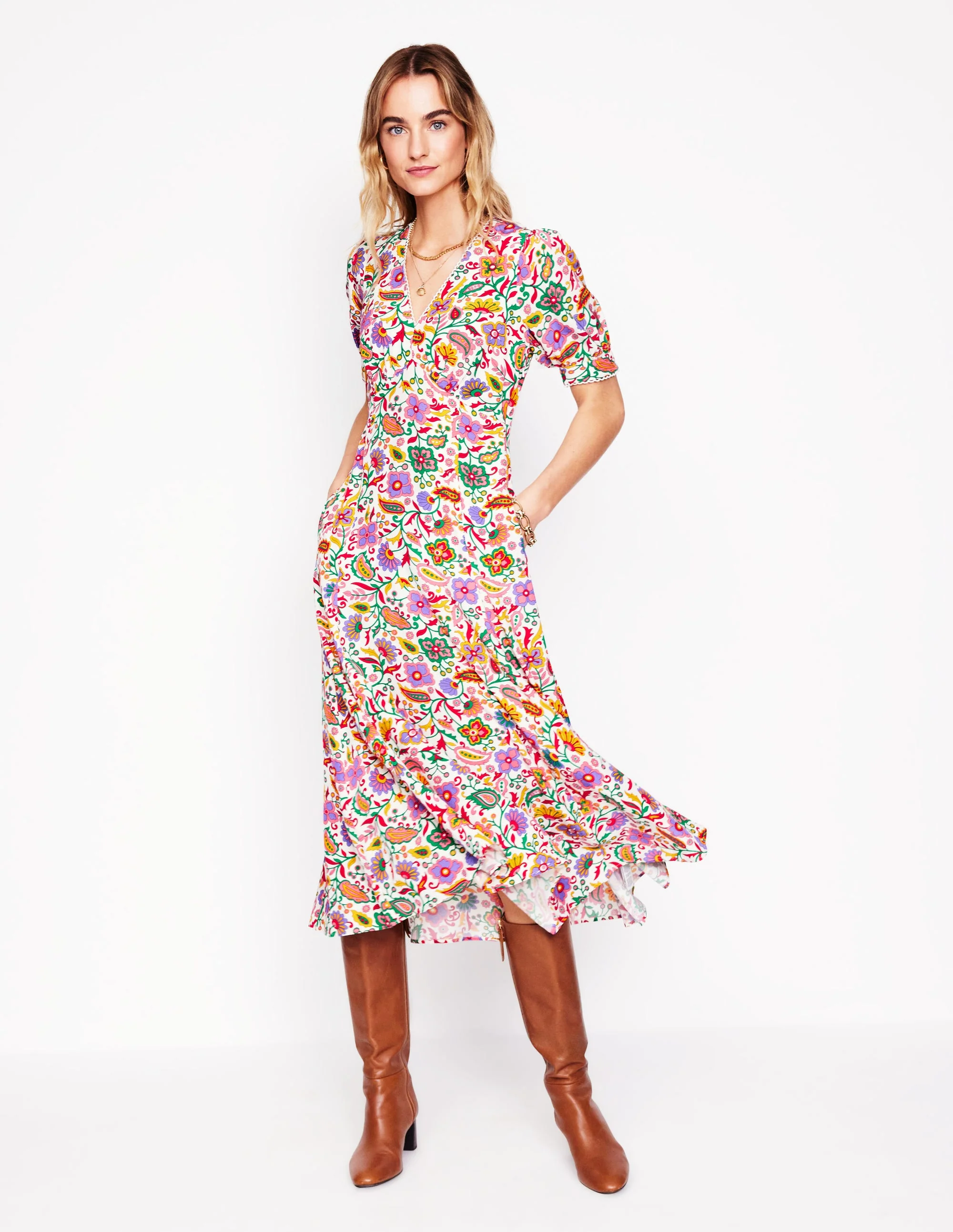 Rosie Godet Tea Dress-Multi, Oriental Paradise - Image 5