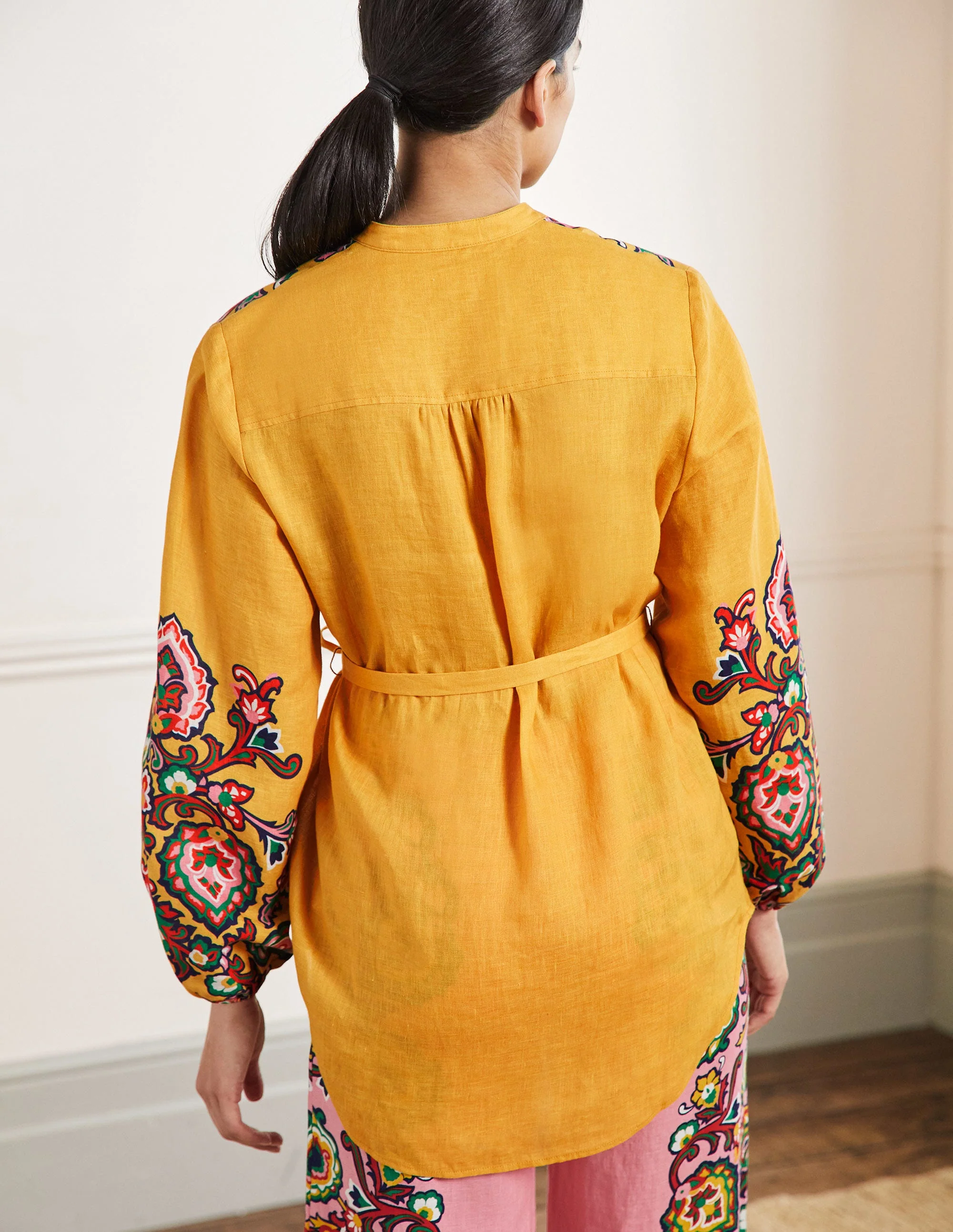Rosie Linen Shirt-Honeycomb, Decorative Blooms - Image 3