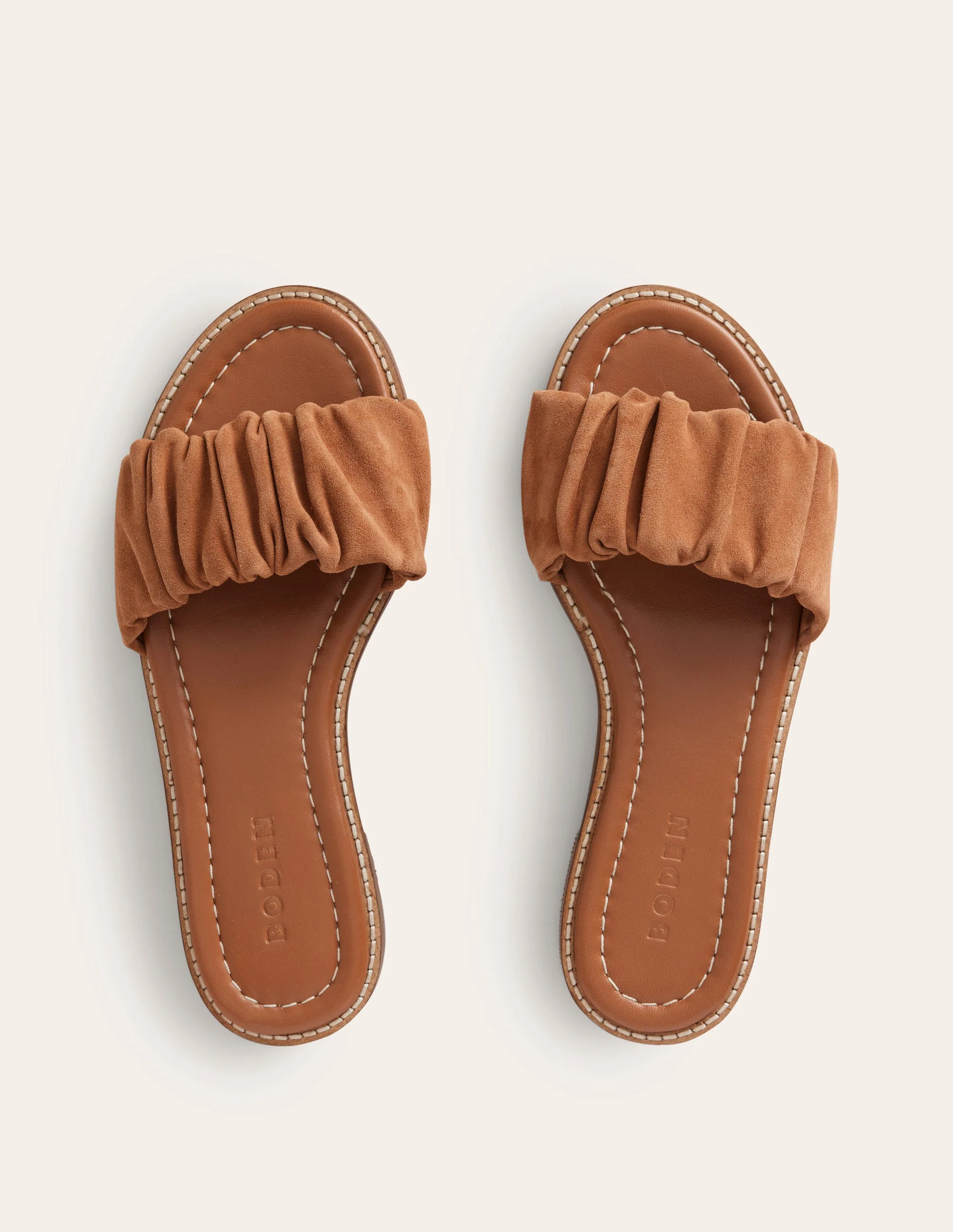 Ruched Flat Sandals-Tan - Image 5