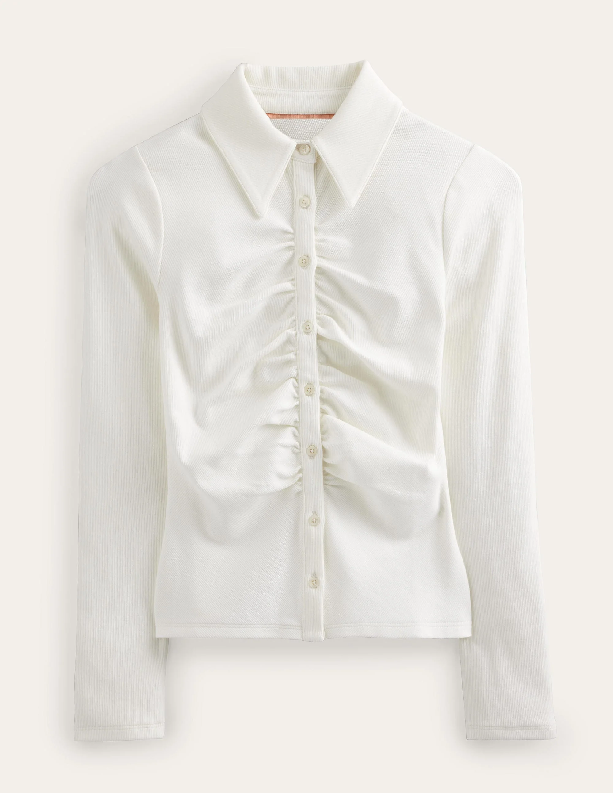Ruched Front Jersey Shirt-Ivory - Image 5