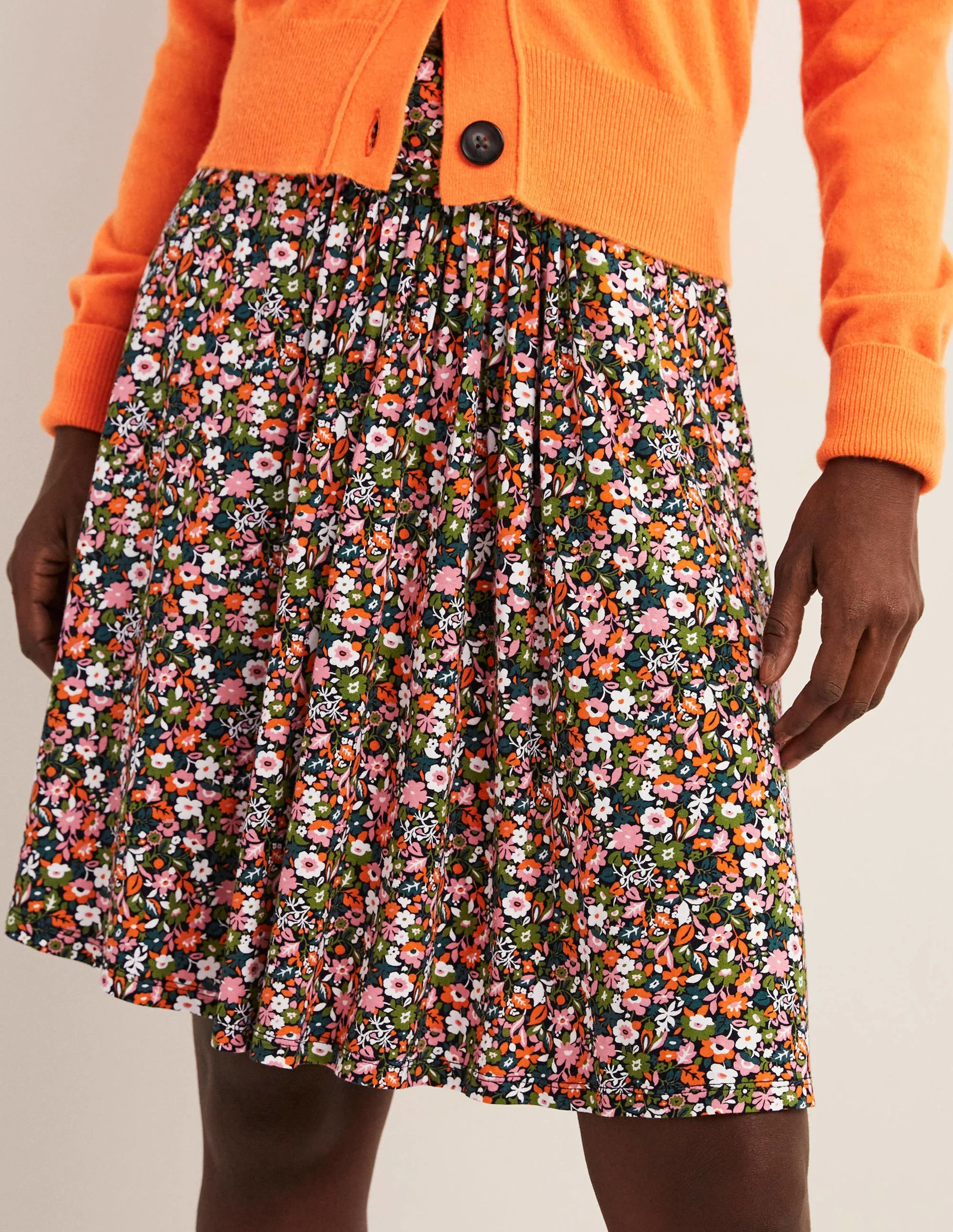 Ruched Waist Jersey Skirt-Multi, Floret Meadow - Image 4