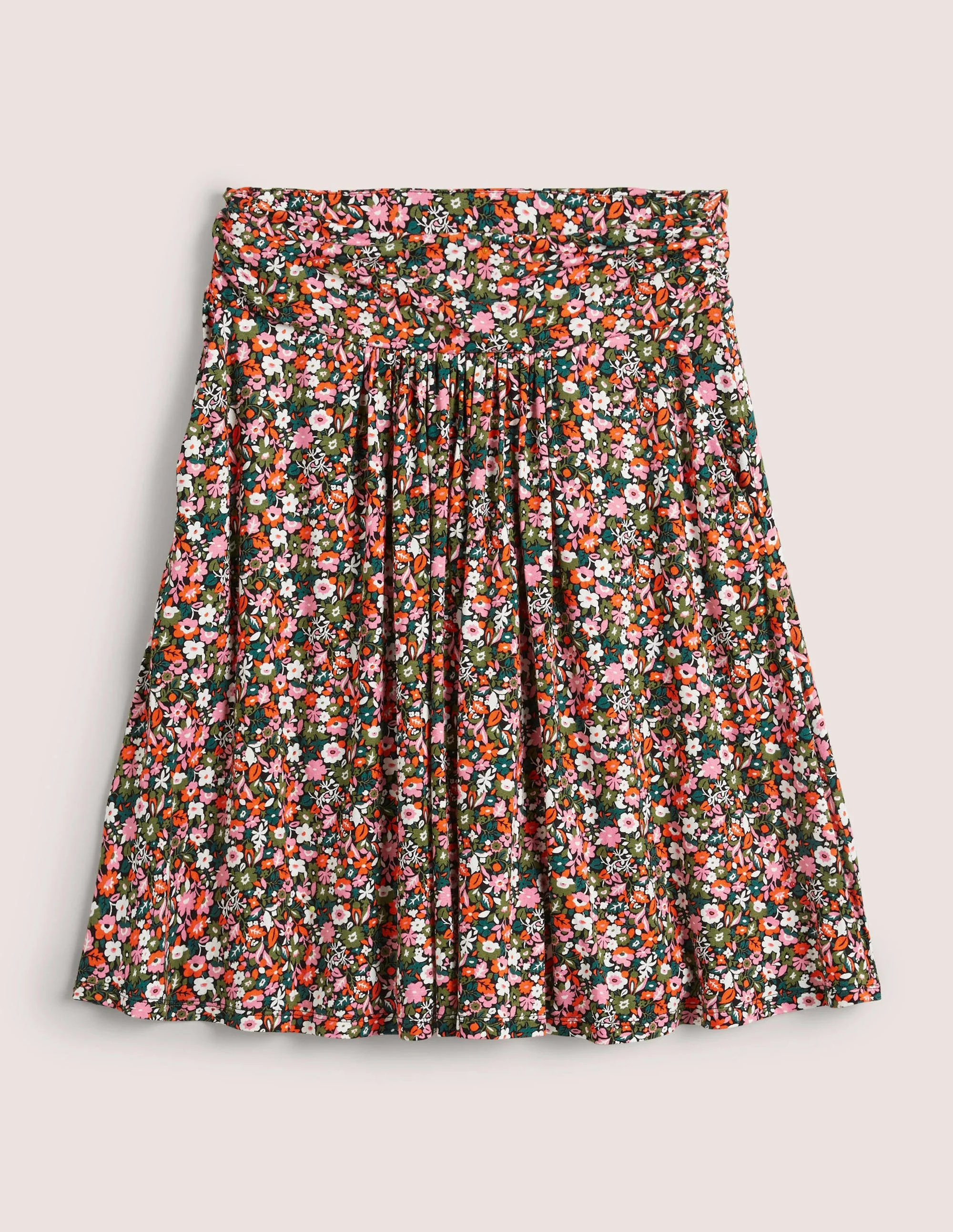 Ruched Waist Jersey Skirt-Multi, Floret Meadow - Image 5