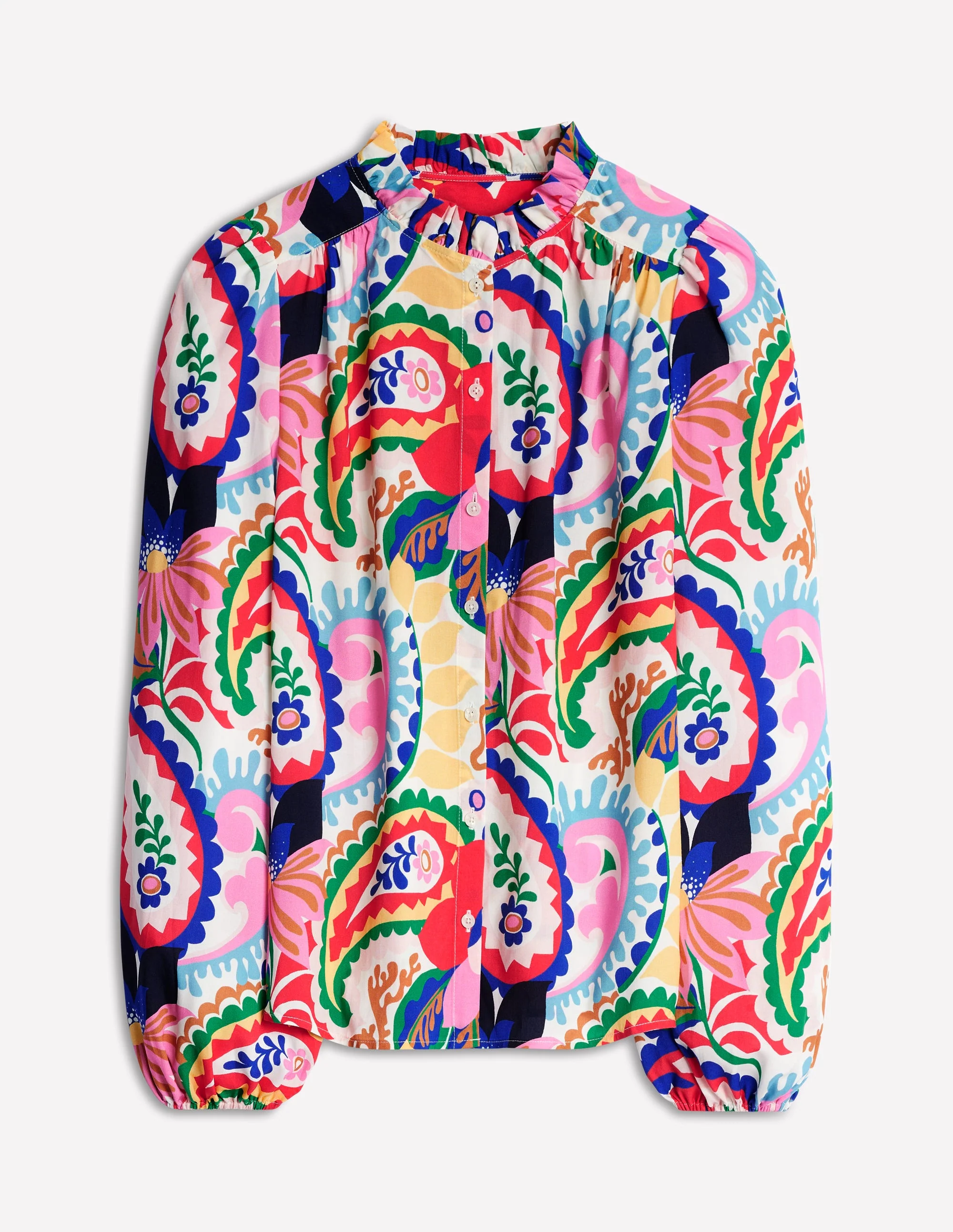 Ruffle Collar Blouse-Ivory, Botanical Paisley - Image 6