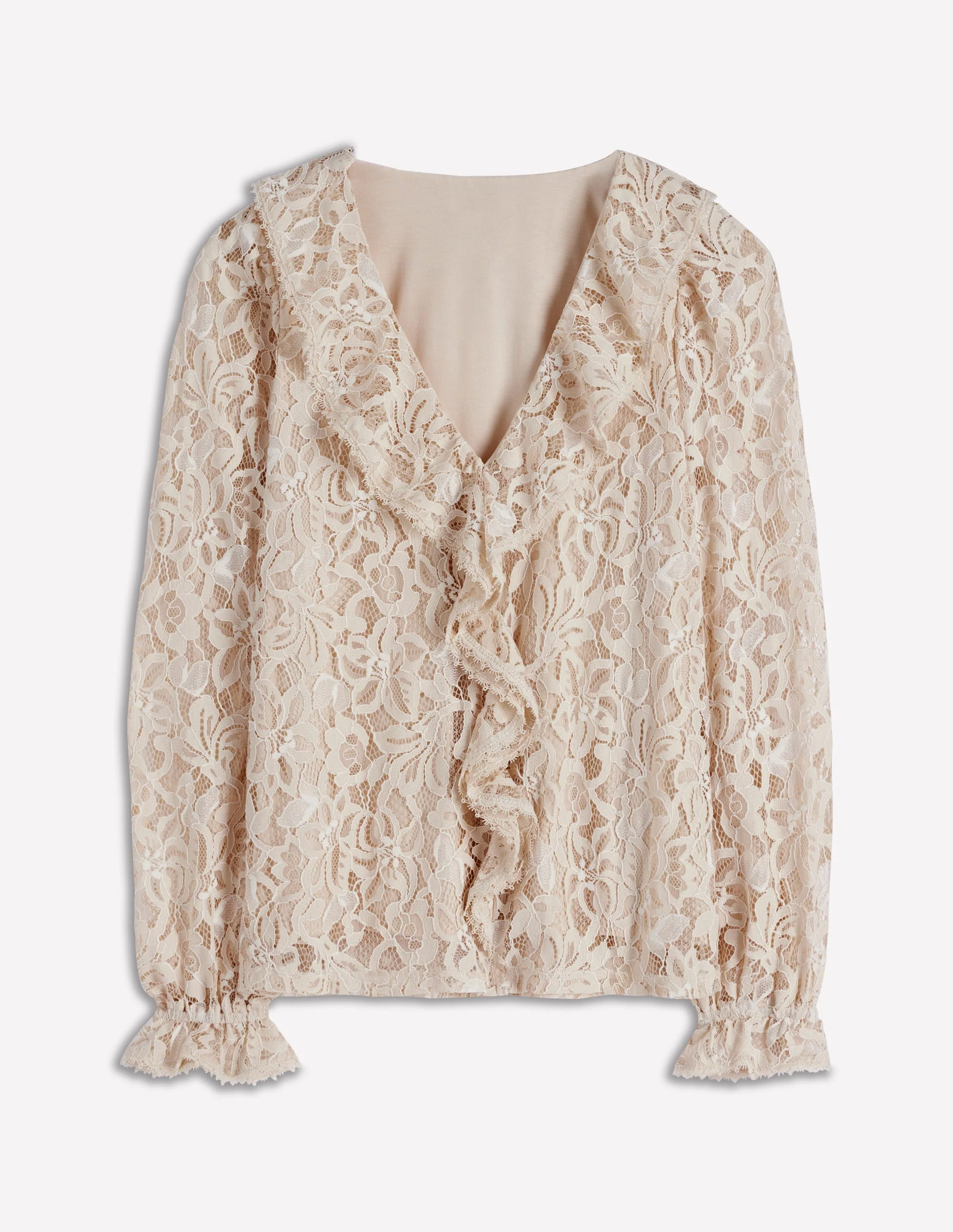 Ruffle Detail Lace Blouse-Ivory - Image 6