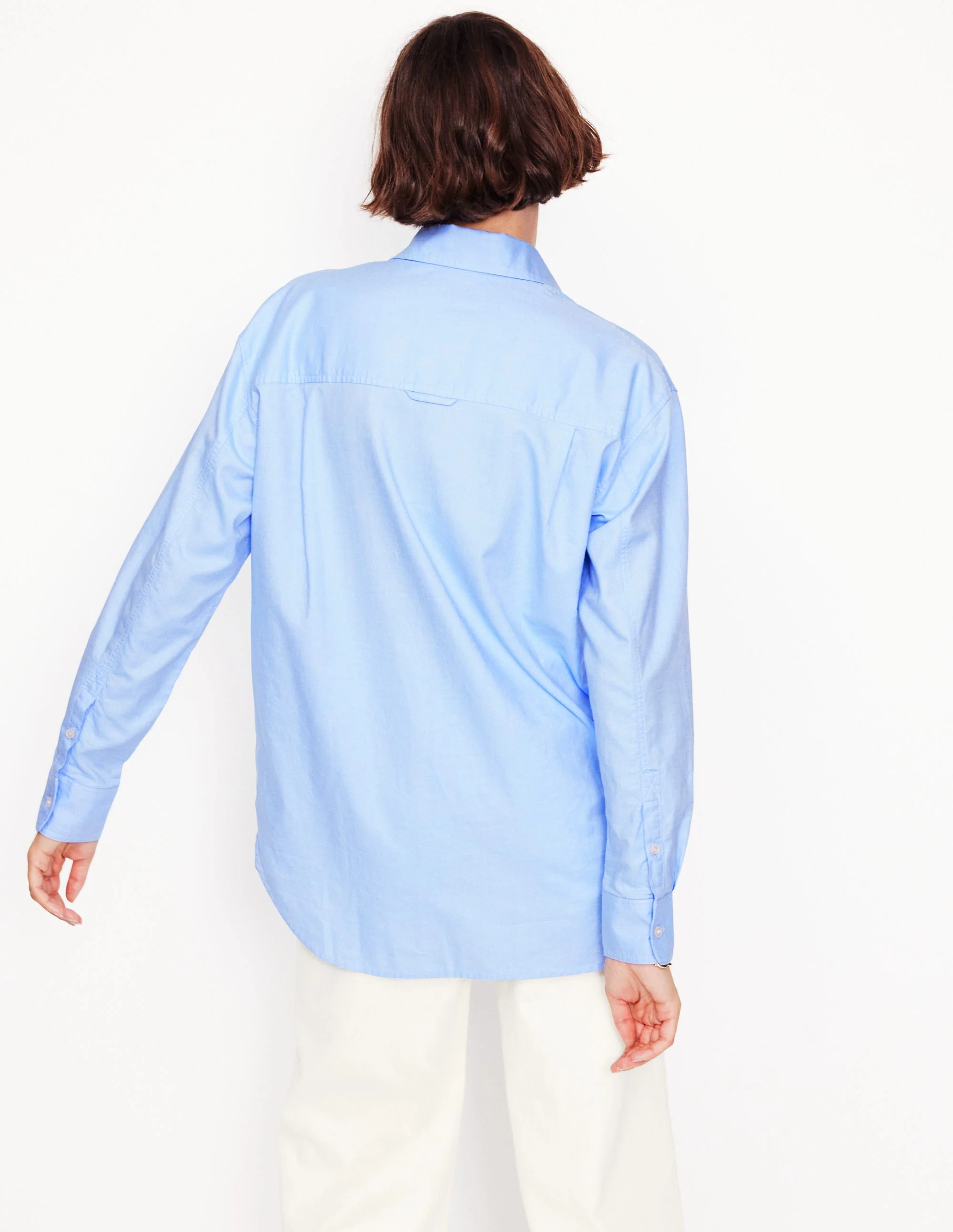 Sadie Relaxed Cotton Shirt-Blue Oxford - Image 3