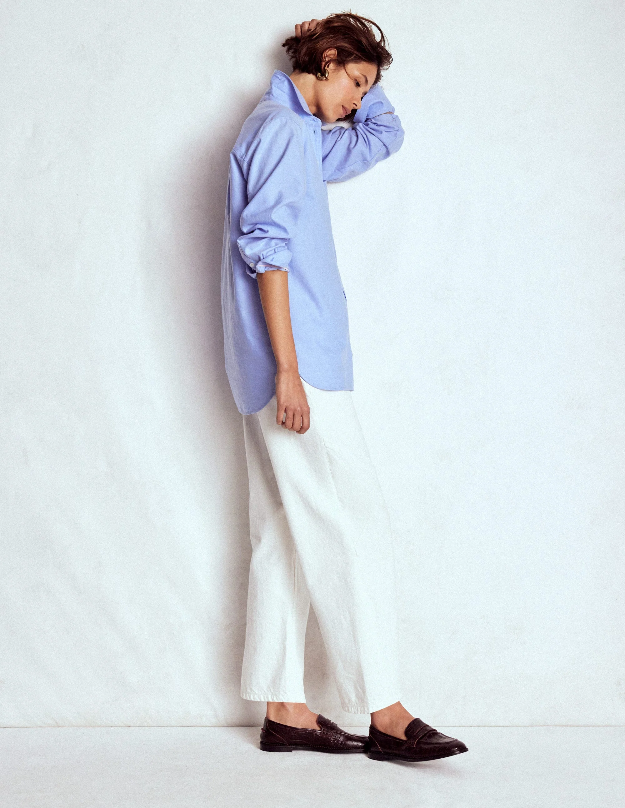 Sadie Relaxed Cotton Shirt-Blue Oxford - Image 6