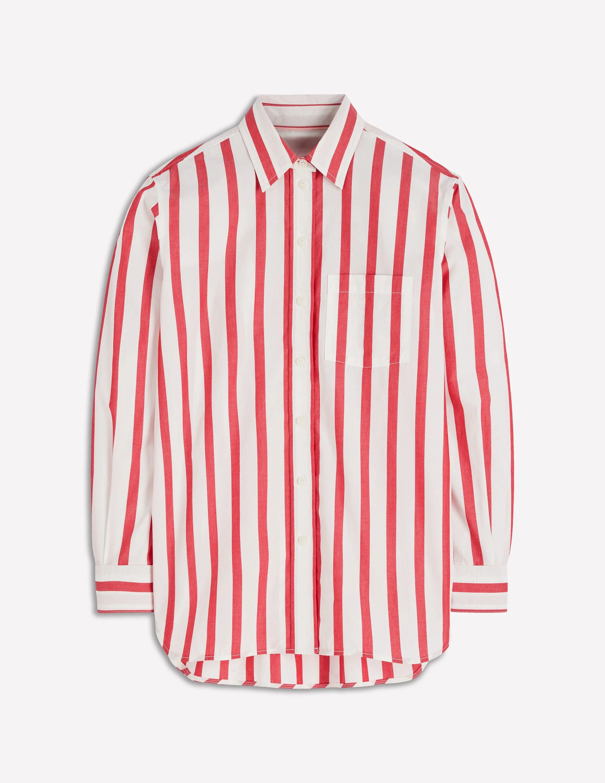Sadie Relaxed Cotton Shirt-Ivory and Salsa Stripe - Image 6