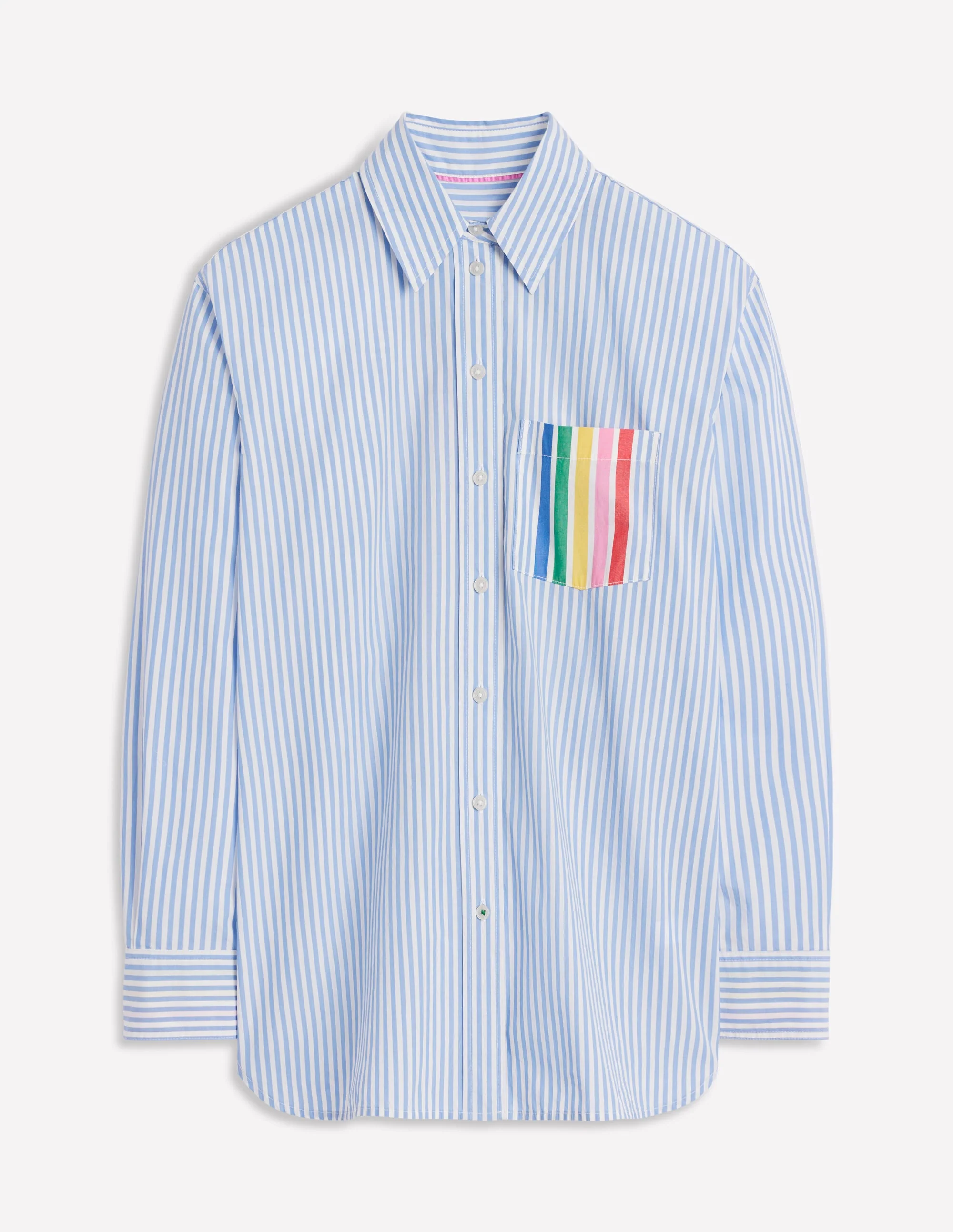 Sadie Relaxed Cotton Shirt-Rainbow Stripe Placement - Image 9