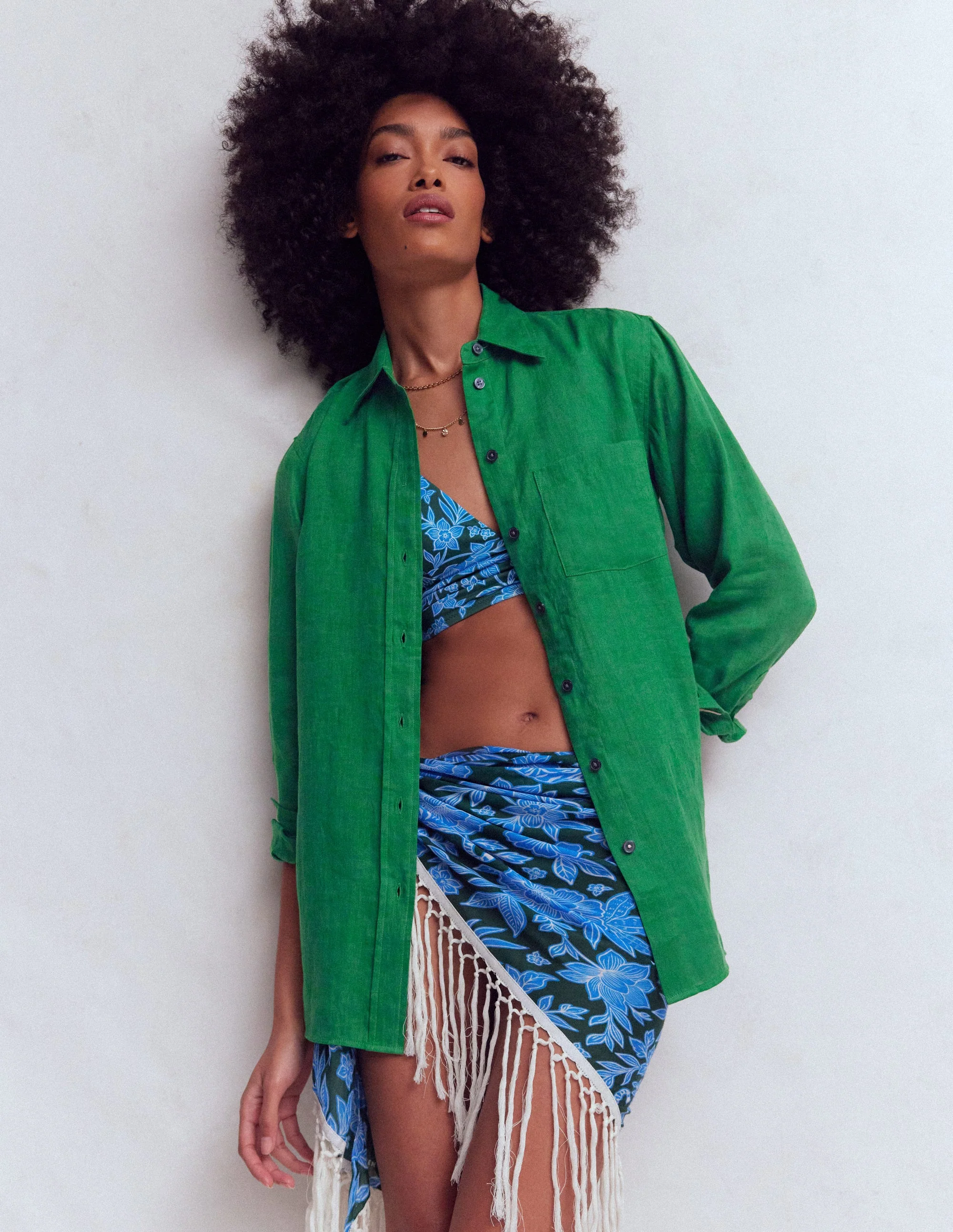 Sadie Relaxed Linen Shirt-Fresh Green - Image 2
