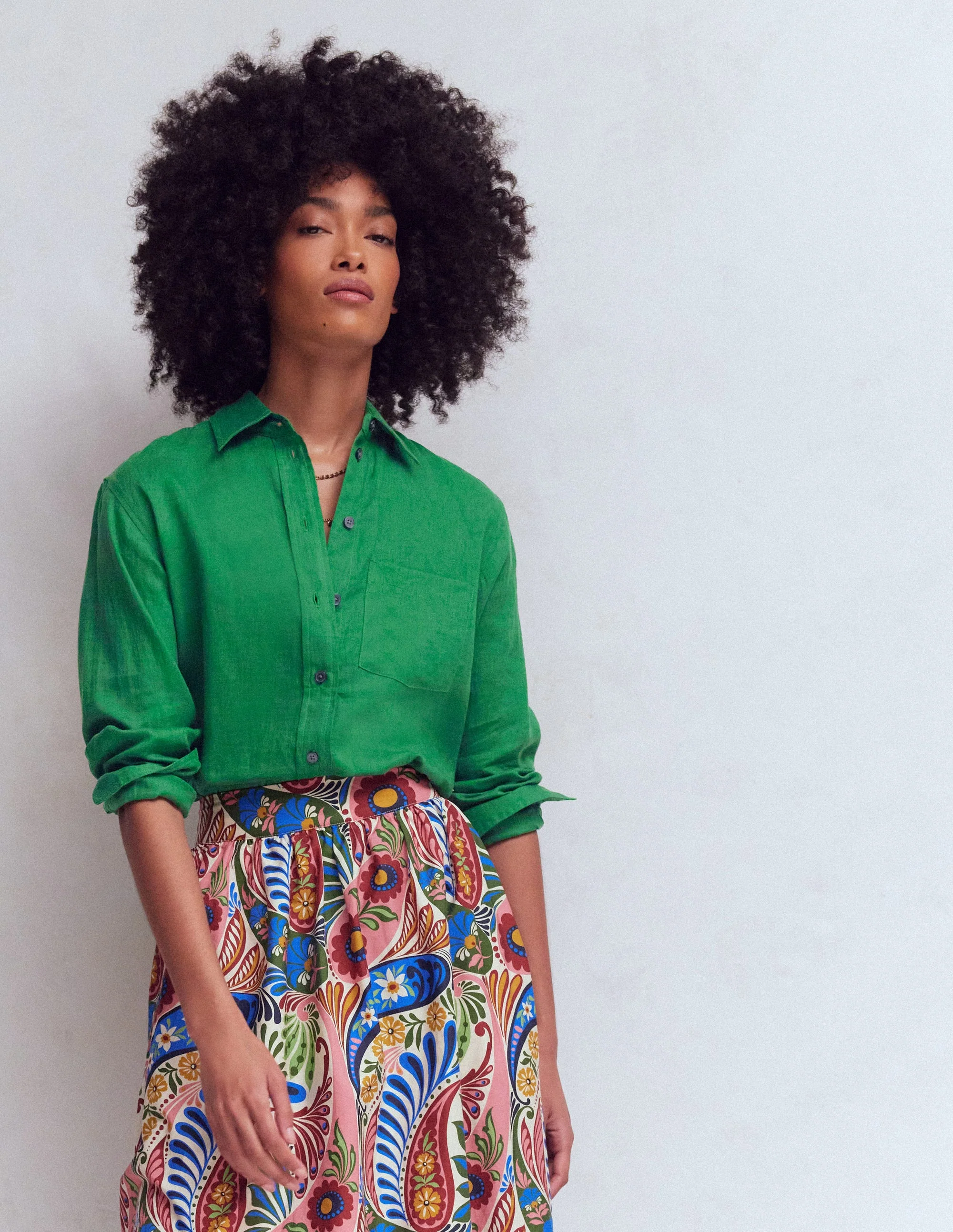 Sadie Relaxed Linen Shirt-Fresh Green - Image 4