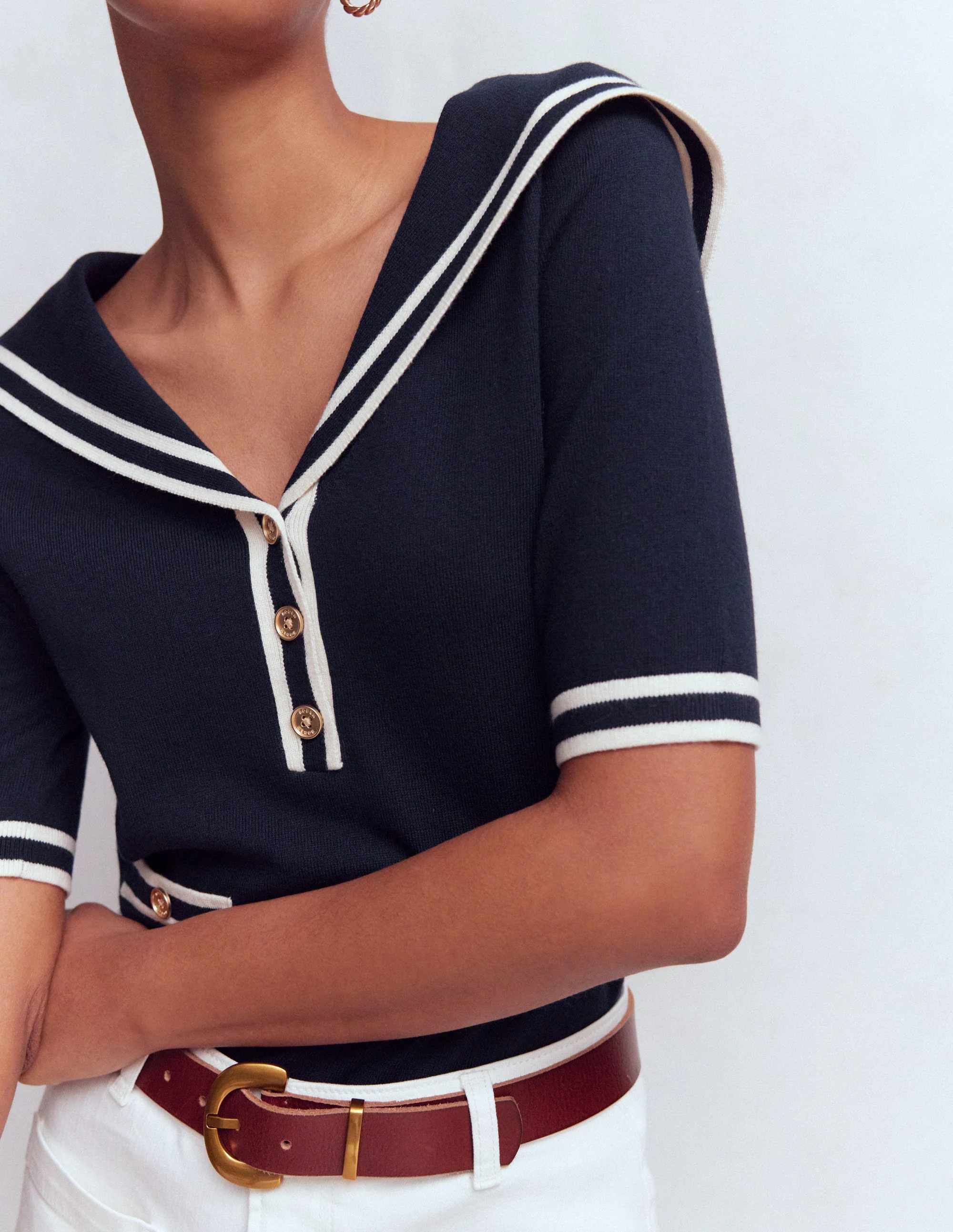 Sailor Collar sweater-Navy - Image 4