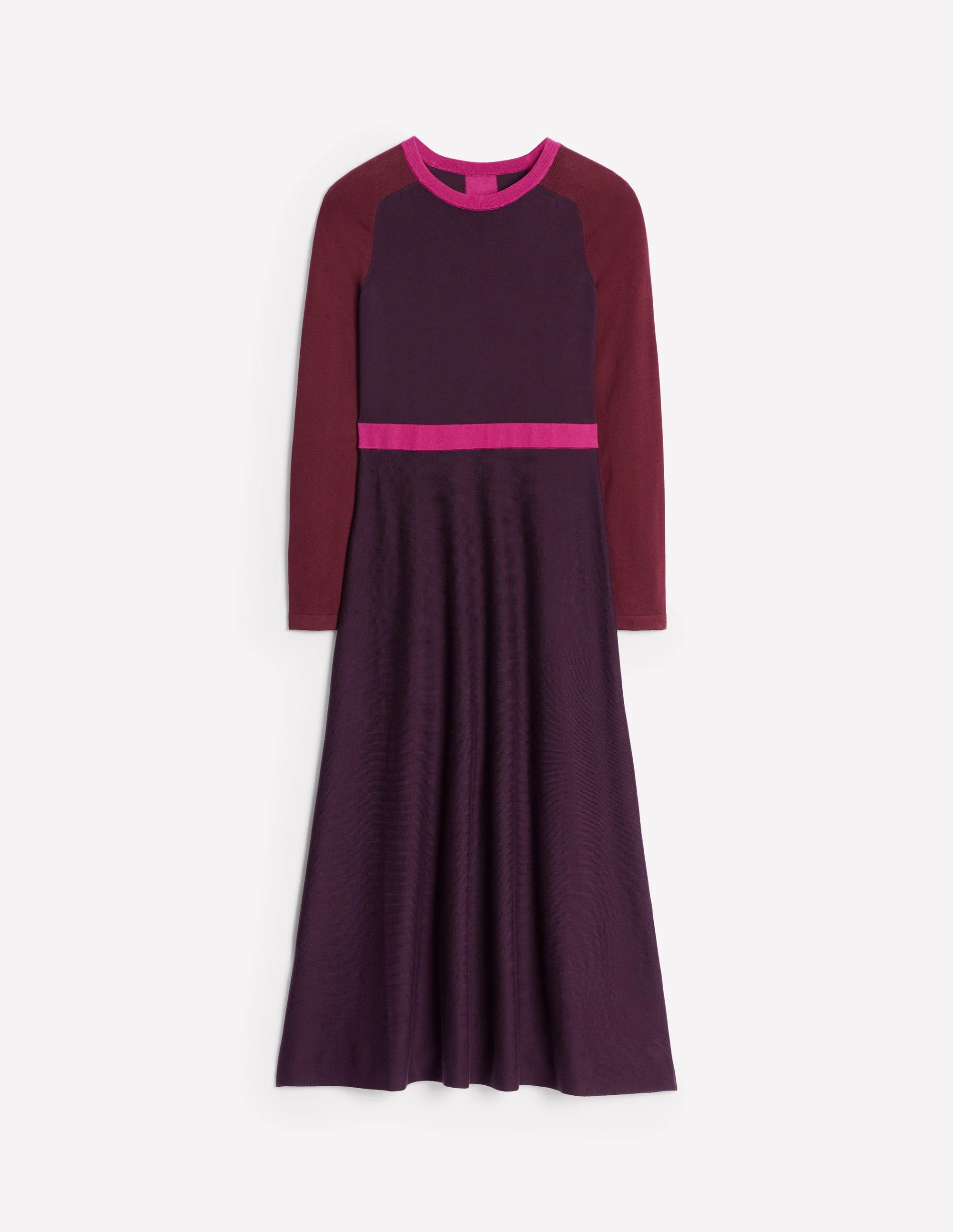 Sam Colourblock Knitted Dress-Aubergine, Maroon Colourblock - Image 5