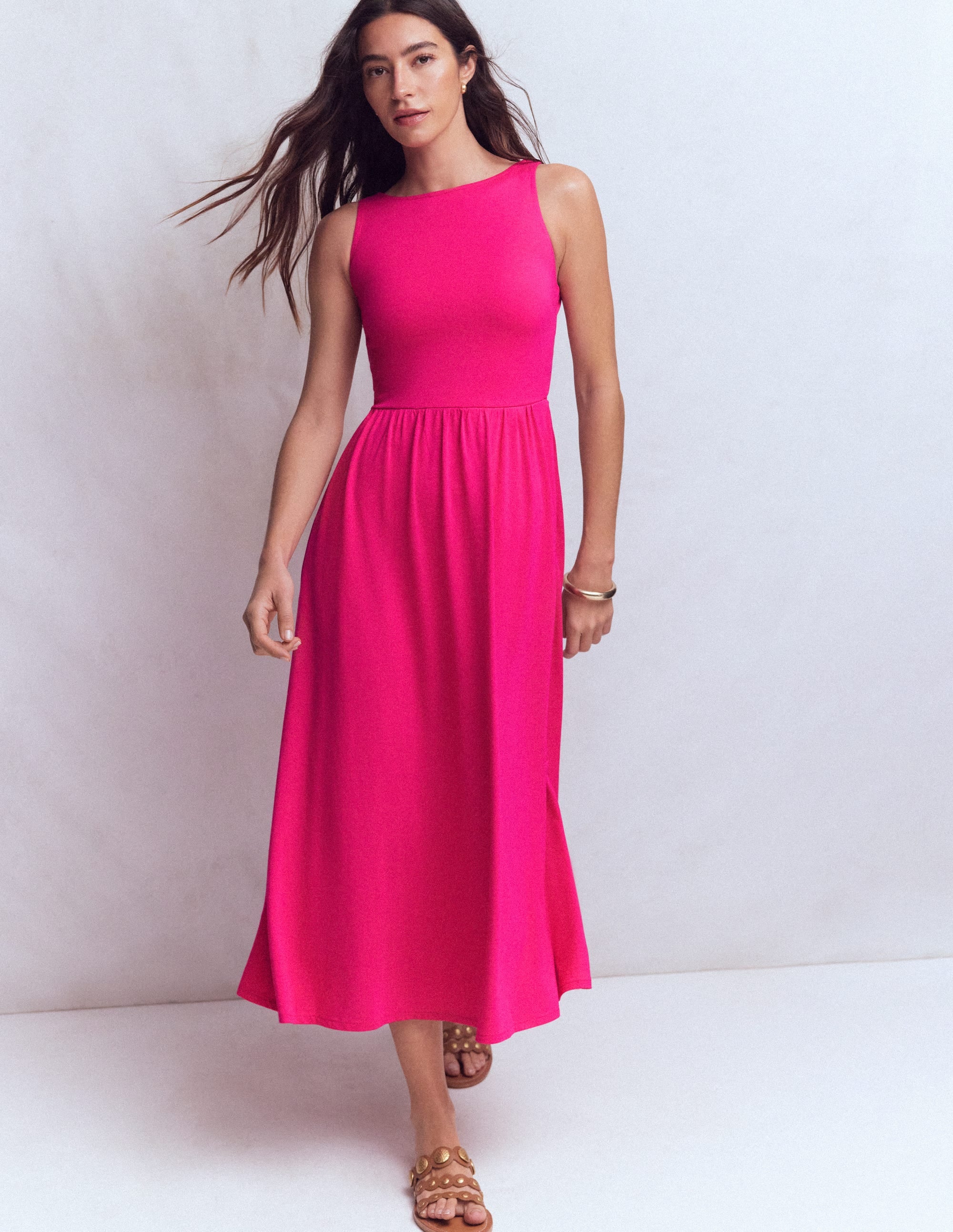 Saoirse Smocked Jersey Dress-Bright Pink - Image 5