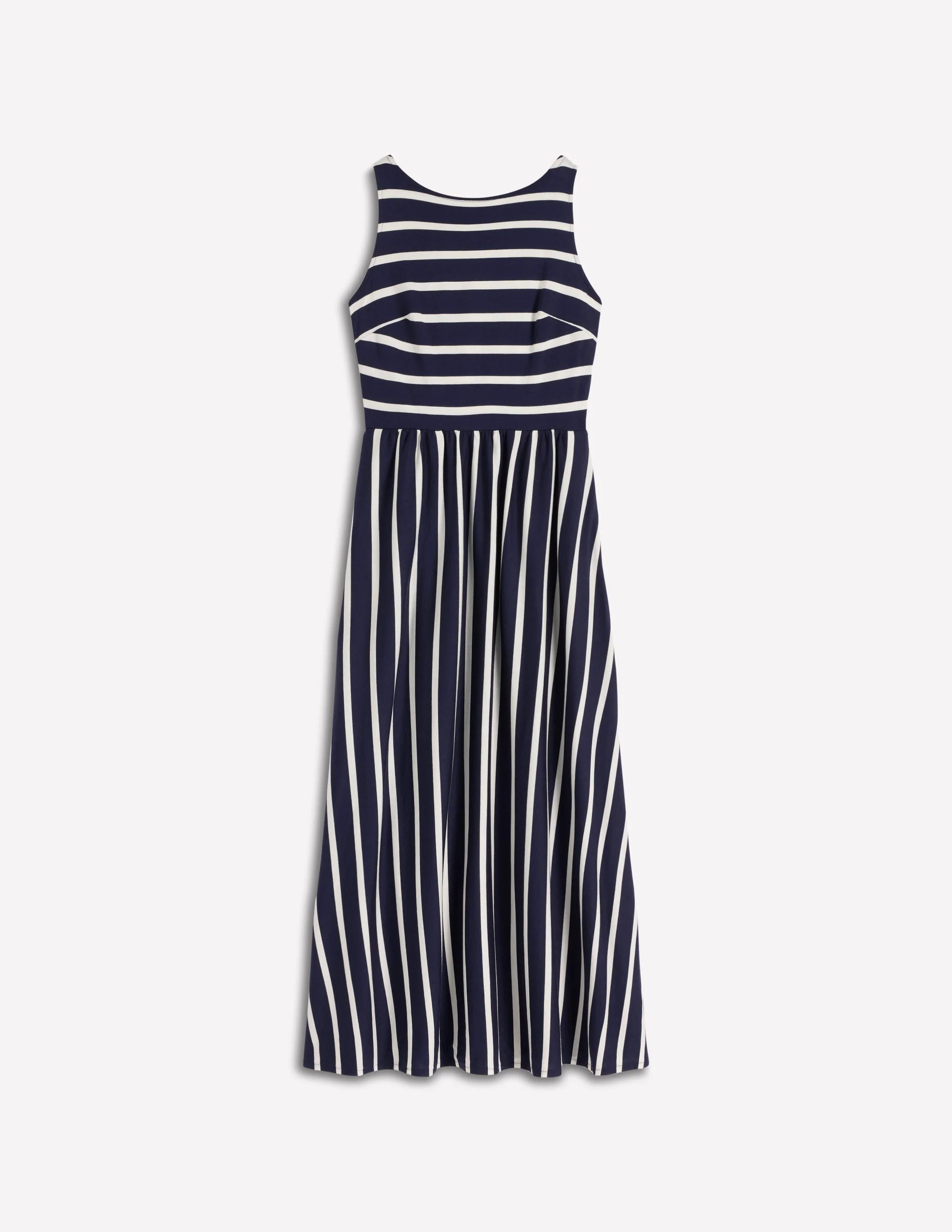Saoirse Smocked Jersey Dress-Navy, Ivory Stripe - Image 6