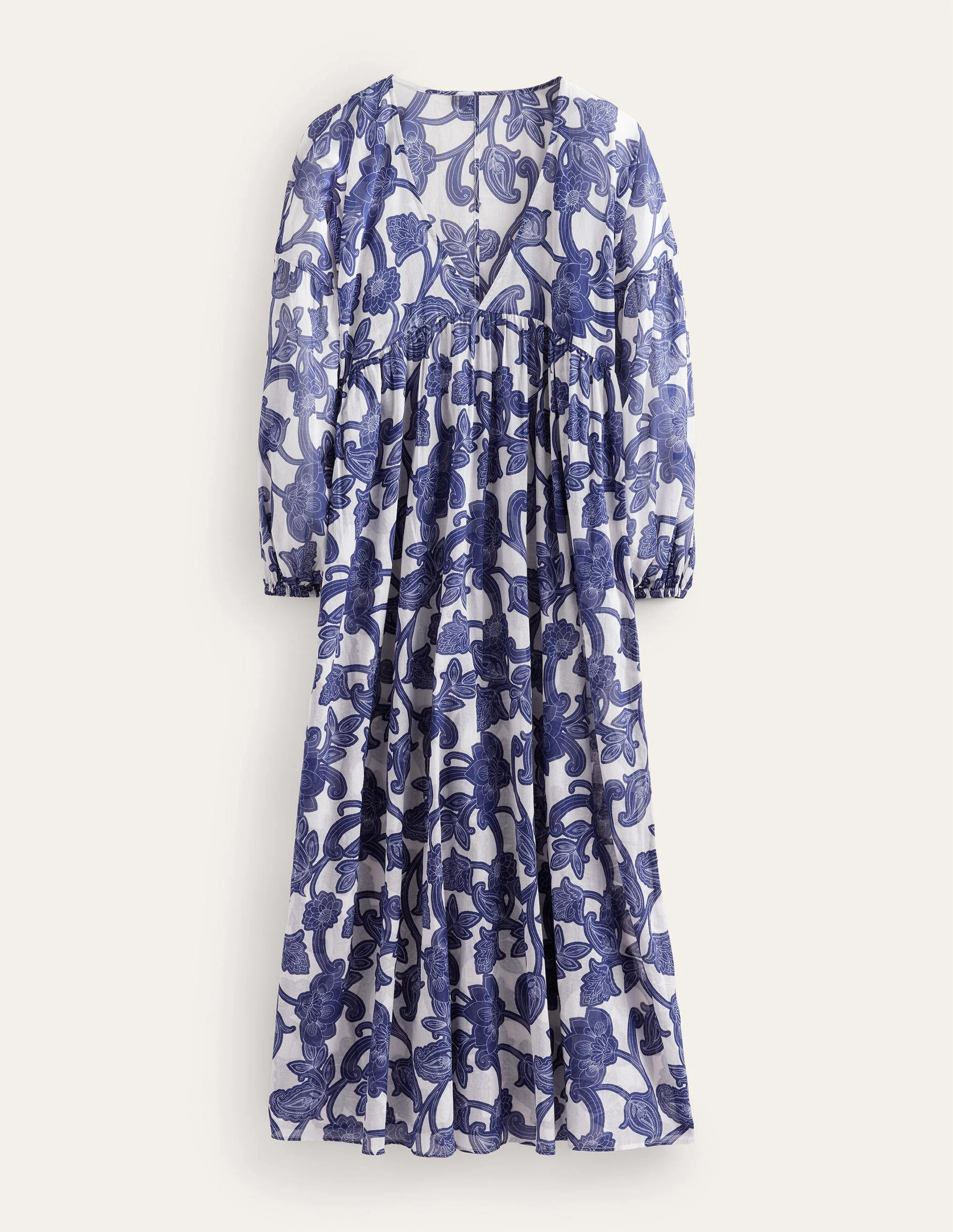 Sarah Maxi Kaftan Dress-Blue Ribbon, Paisley Whirl - Image 5