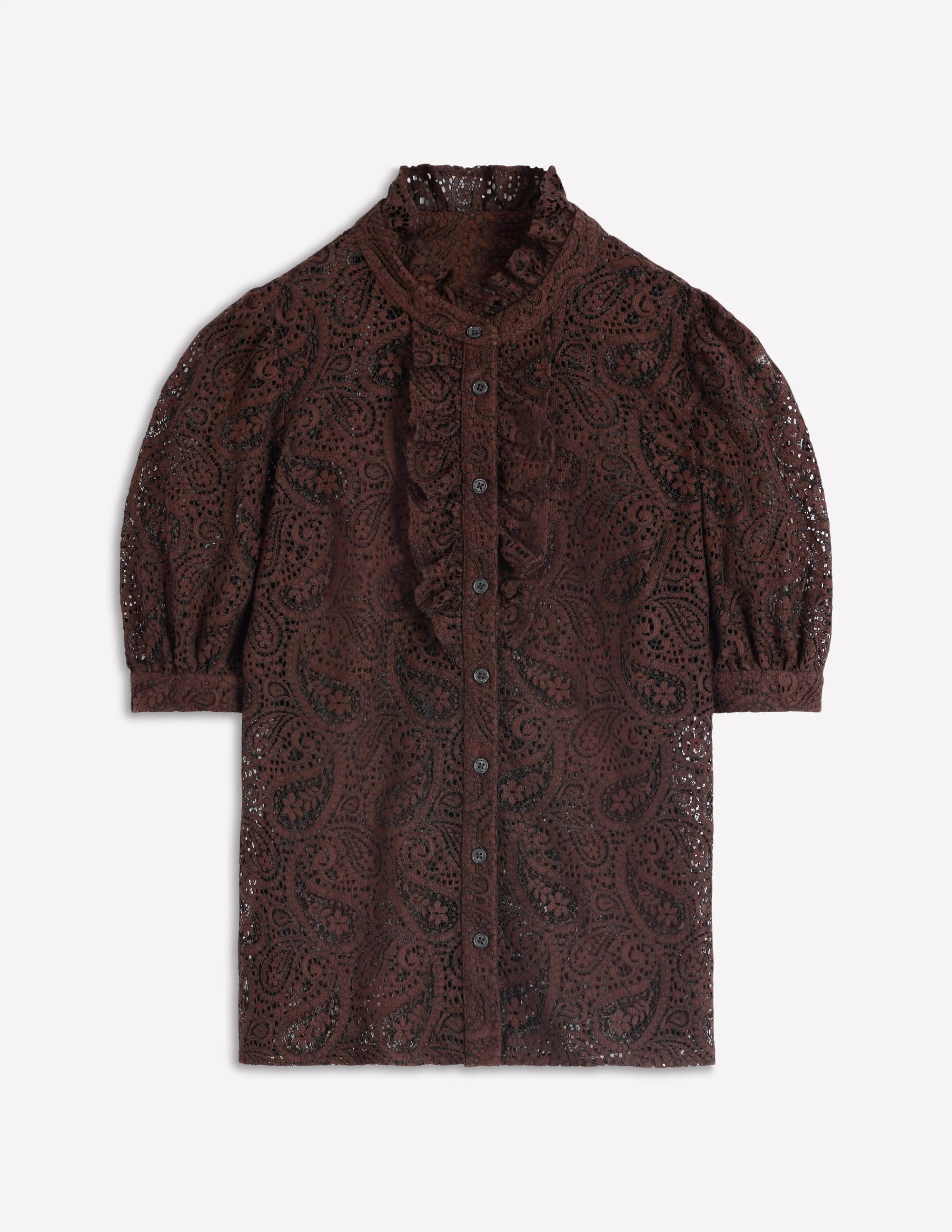 Sasha Short Sleeve Lace Top-Bitter Chocolate - Image 6