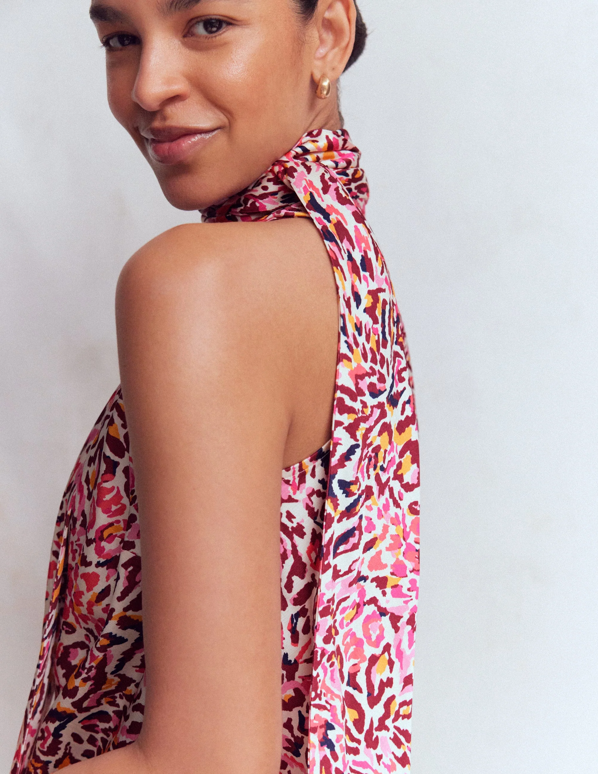 Satin Halterneck Top-Multi, Leopard Flow - Image 5