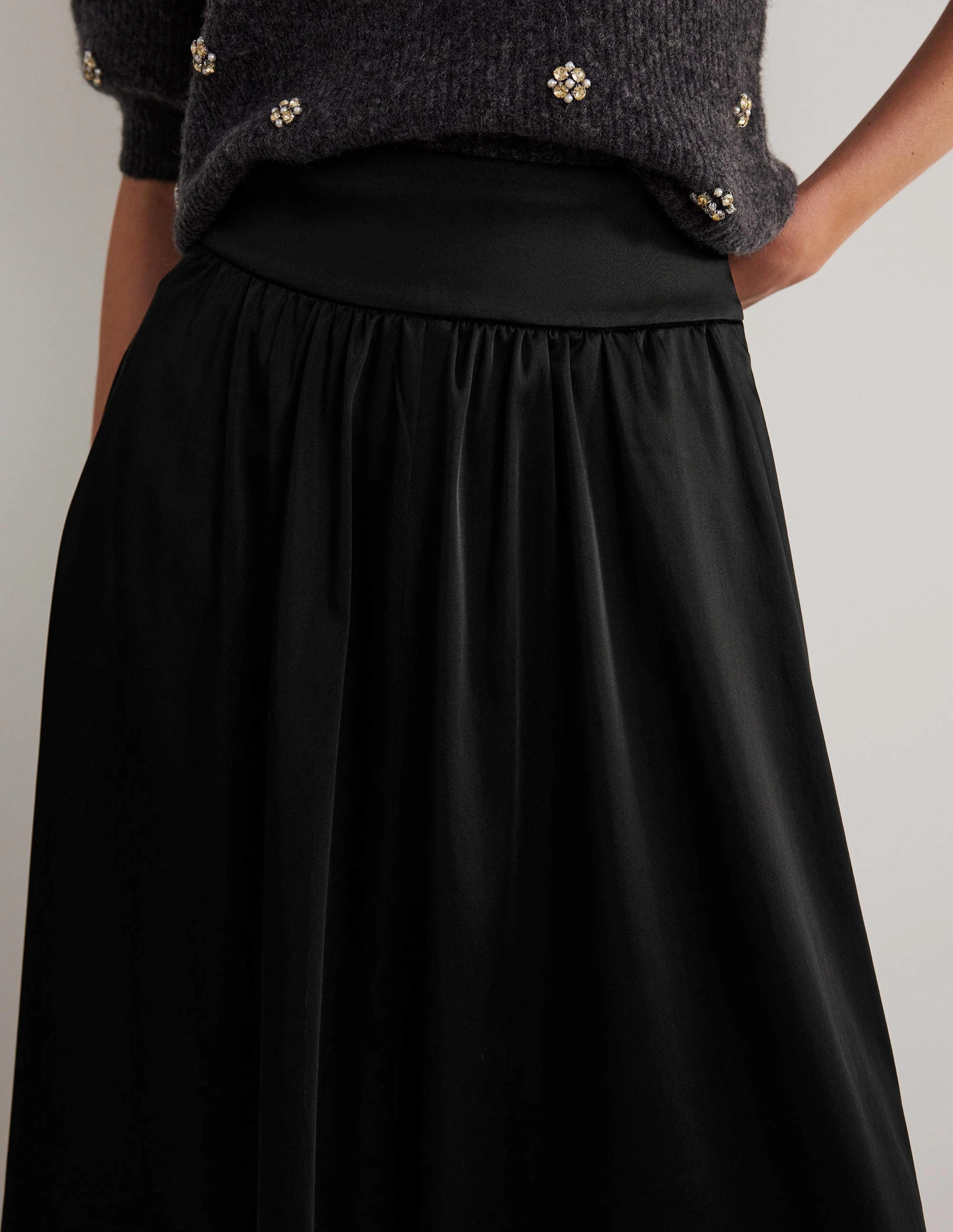 Satin Party Maxi Skirt-Black - Image 2
