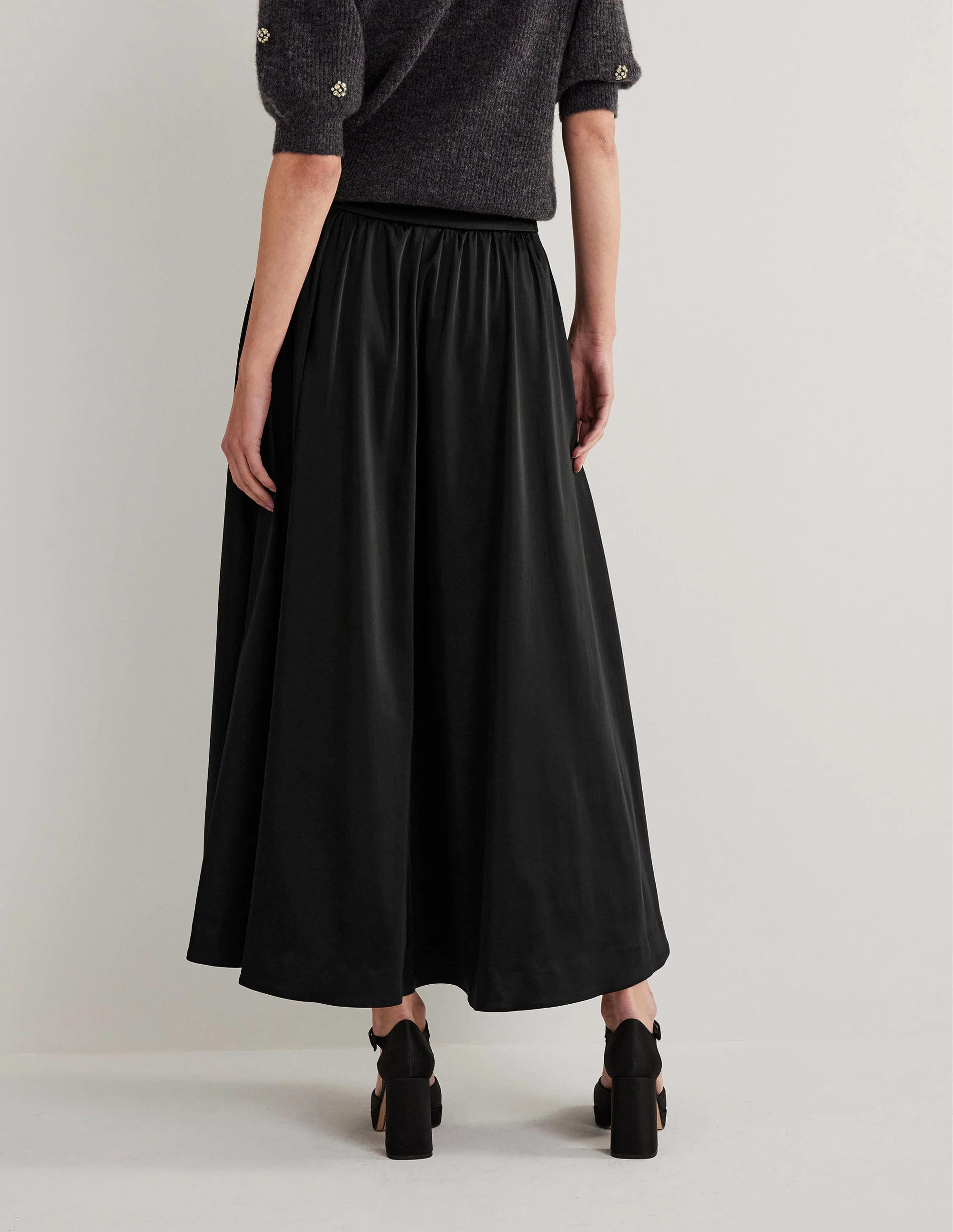 Satin Party Maxi Skirt-Black - Image 3