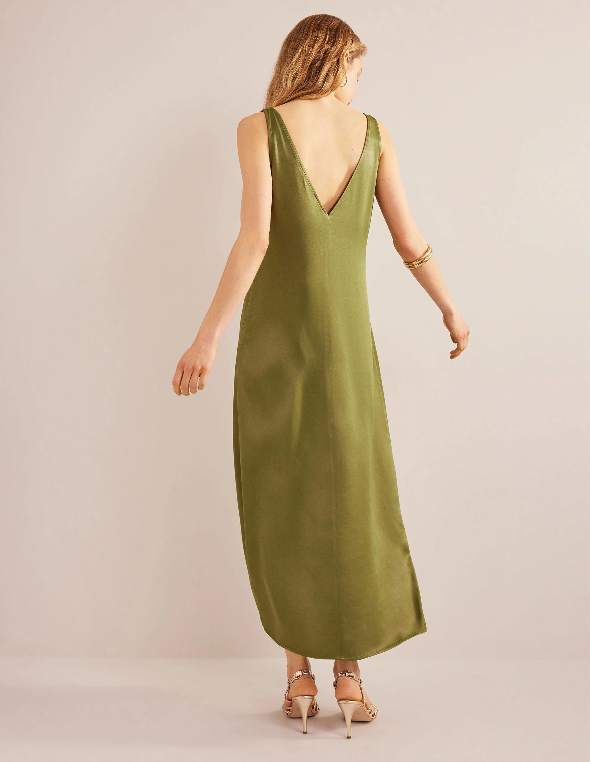 Satin Slip Maxi Dress-Capulet Olive - Image 3