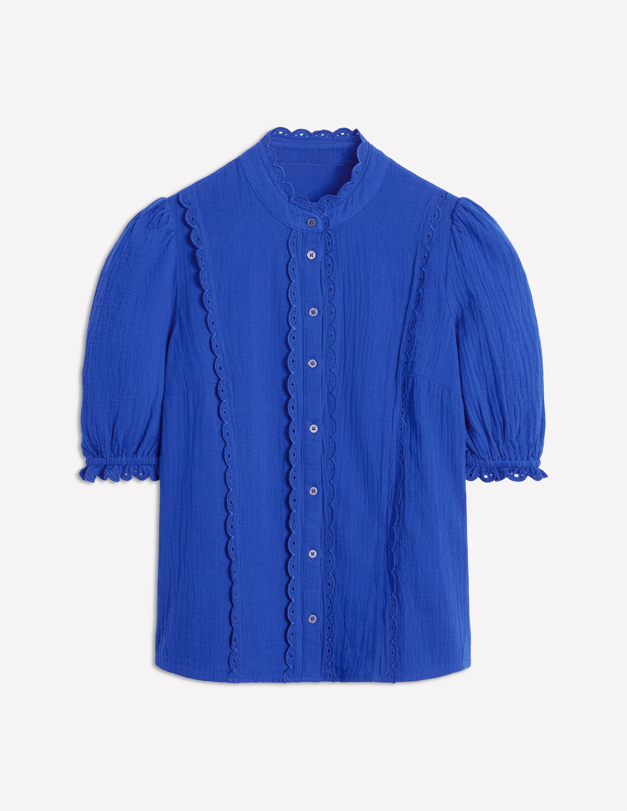 Scallop Double Cloth Top-Bright Blue - Image 5