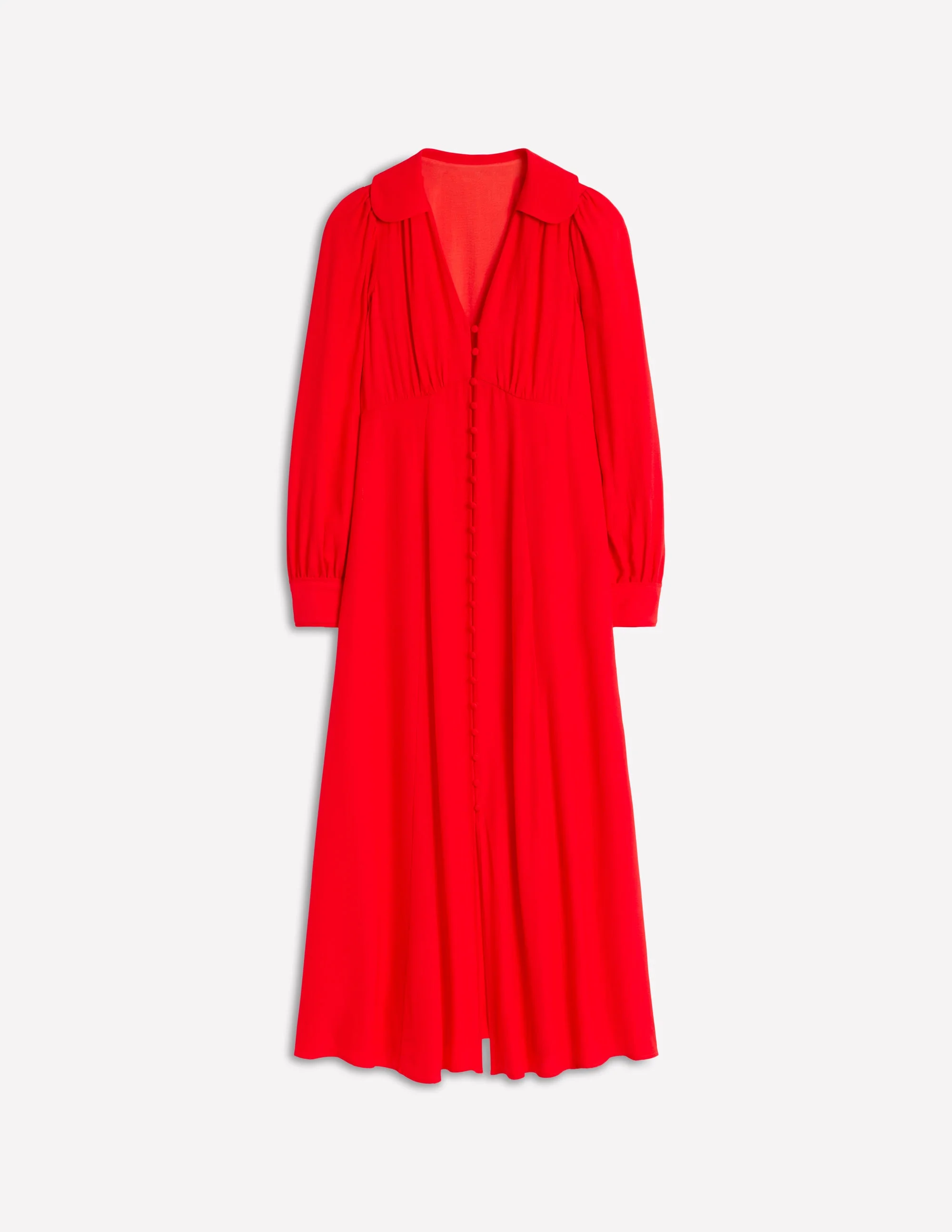 Scalloped Collar Tea Dress-Poppy Red - Image 7