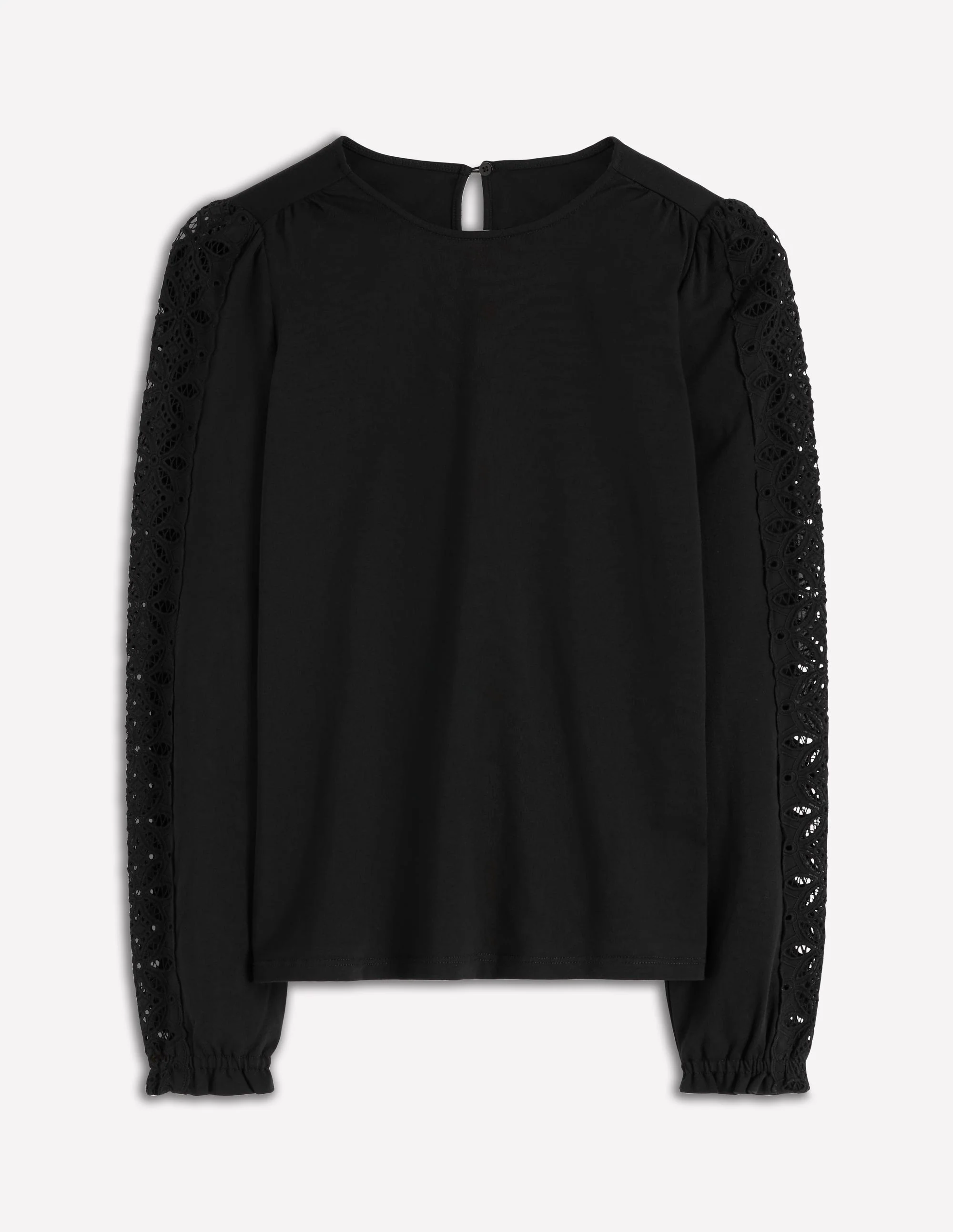 Scarlett Broderie Trim Top-Black - Image 5