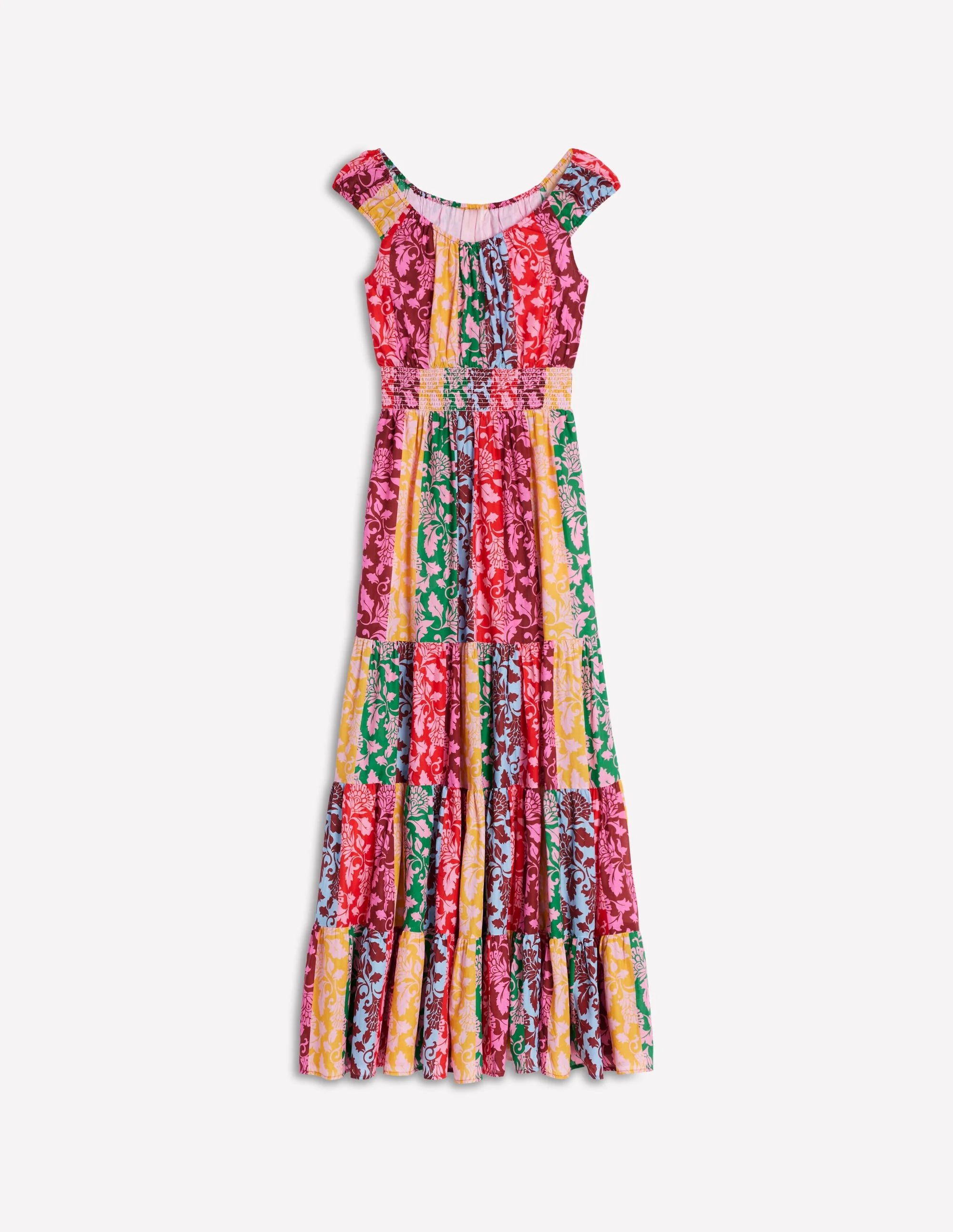 Scoop Cotton Tiered Dress-Multi, Ornate Vine - Image 6