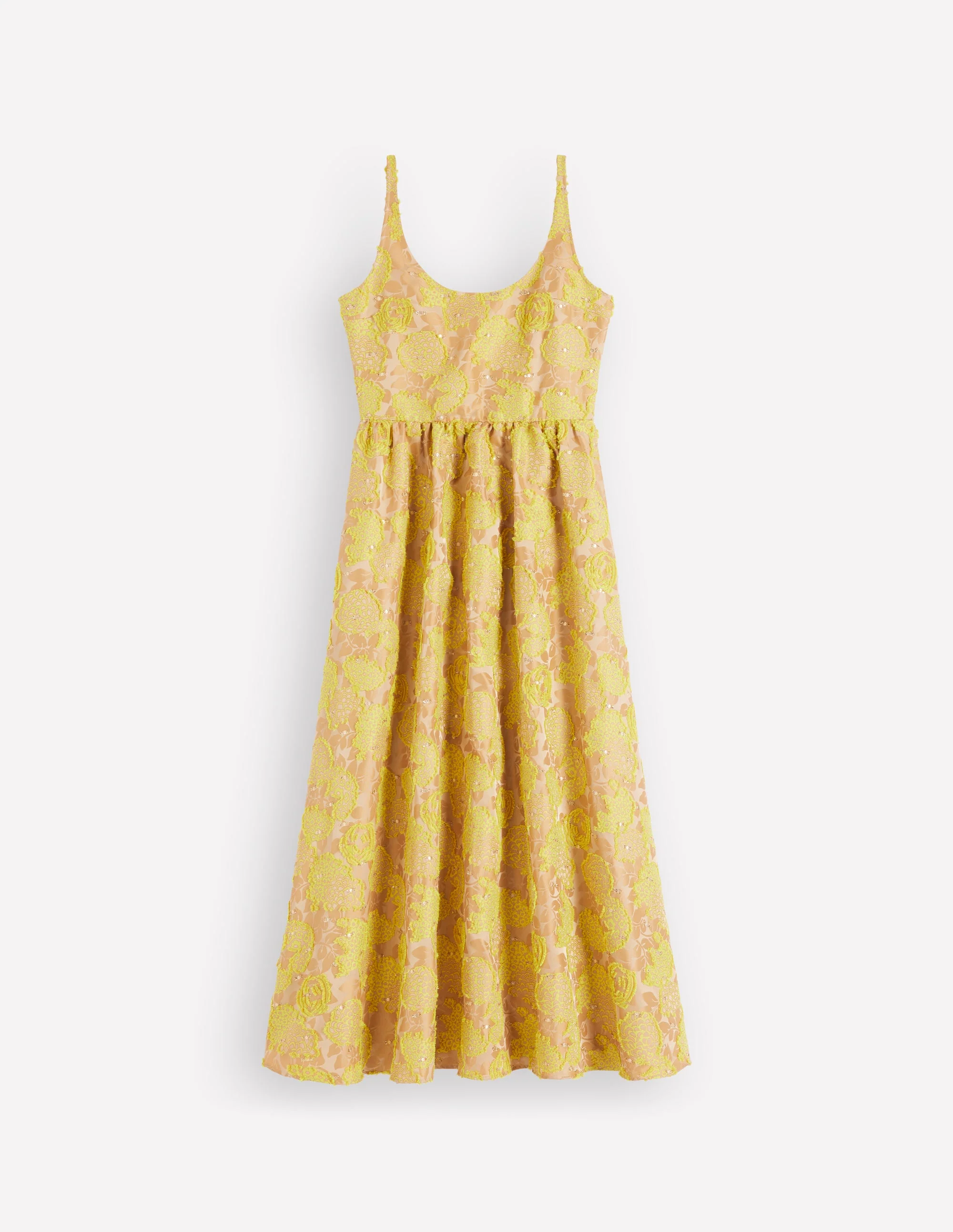 Scoop Neck Jacquard Dress-Yellow Jacquard - Image 9