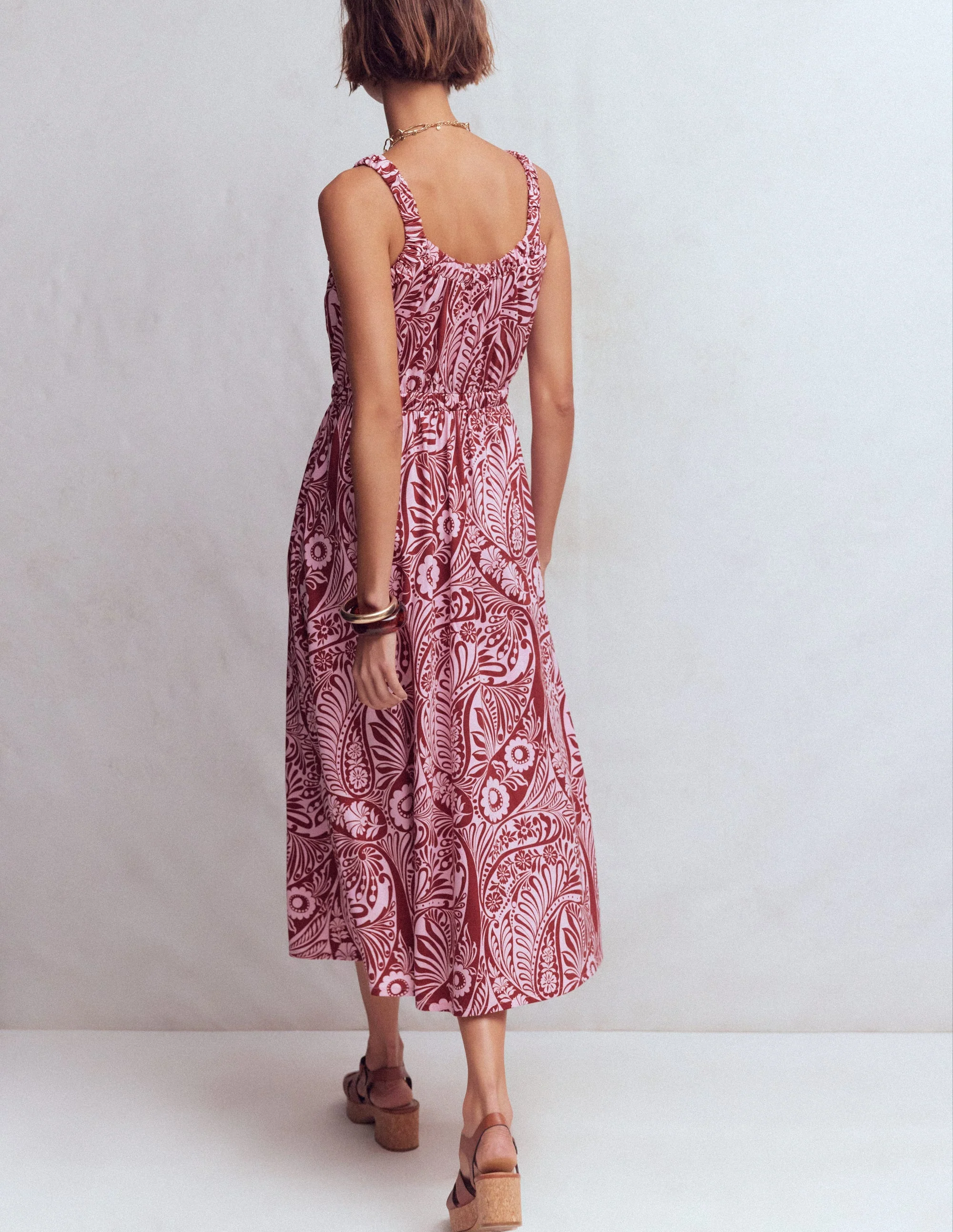 Scoop Neck Jersey Dress-Pink, Enchanted Paisley - Image 3