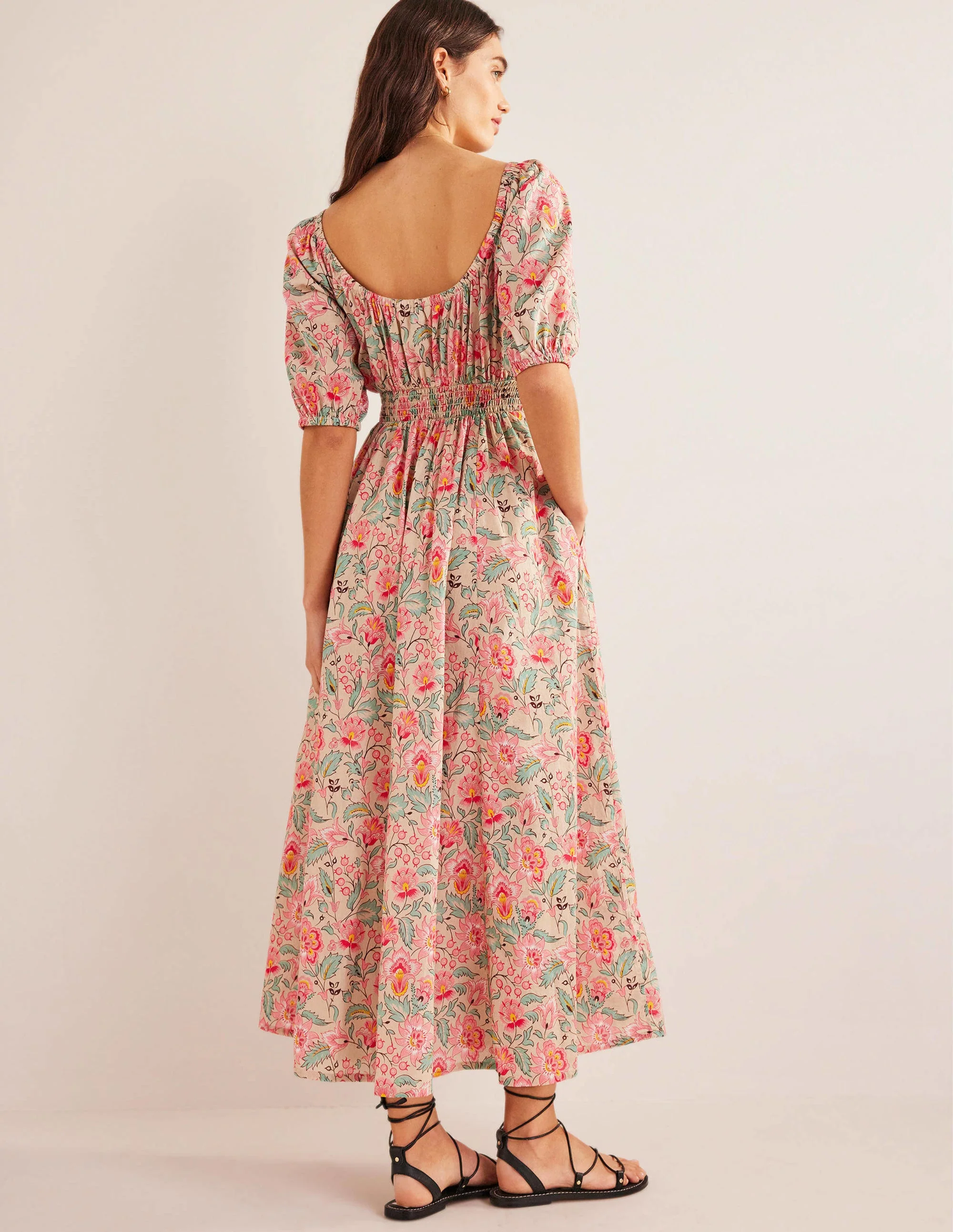 Scoop Neck Maxi Dress-Multi, Gardenia Whirl - Image 3
