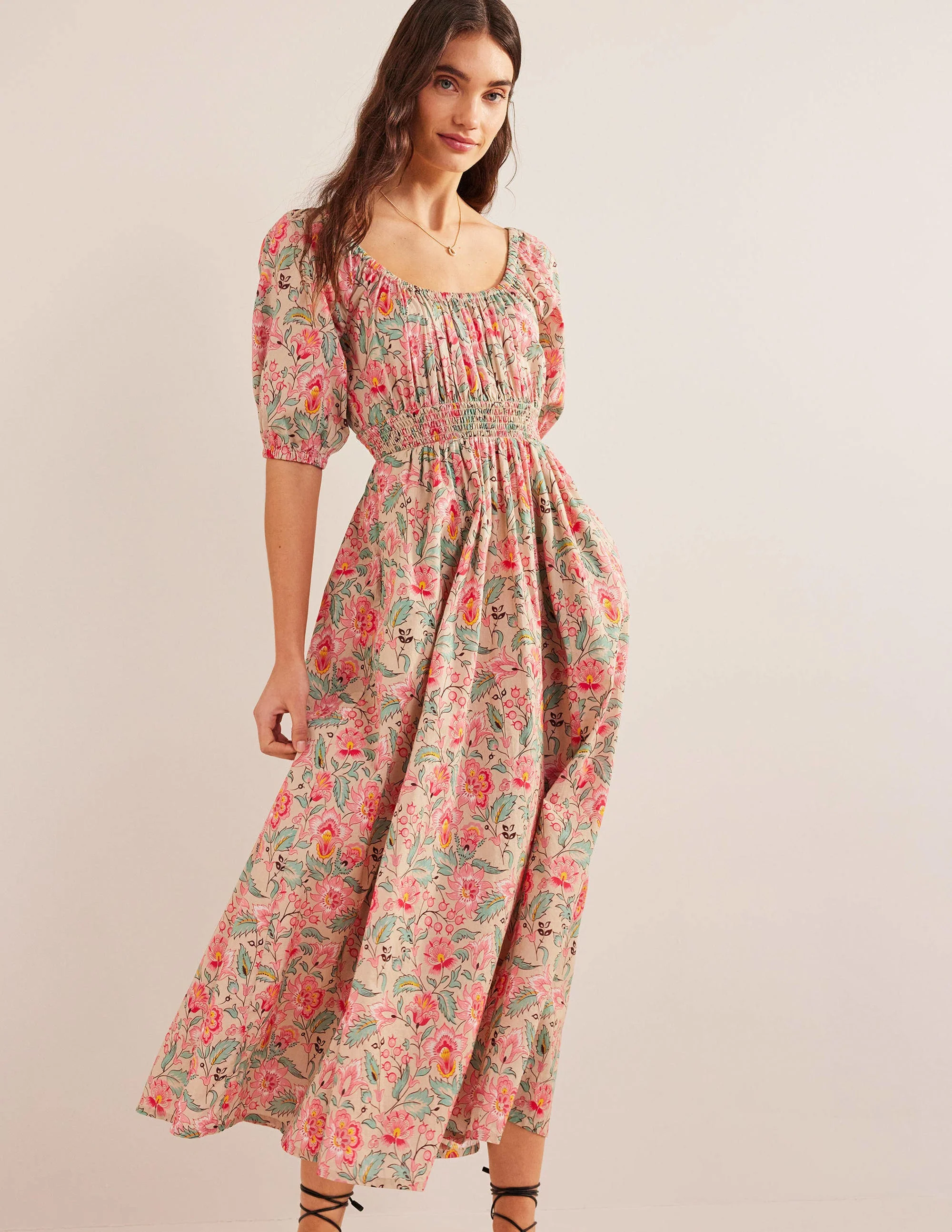 Scoop Neck Maxi Dress-Multi, Gardenia Whirl - Image 4