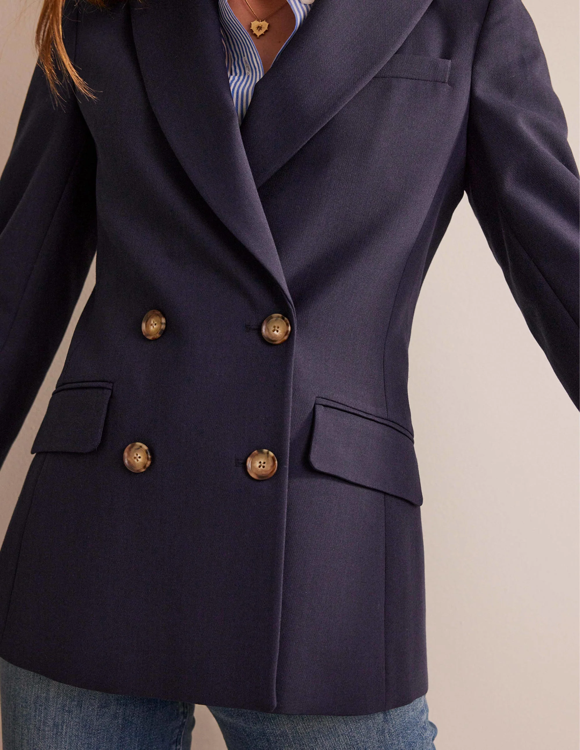 SEMI FITTED DOUBLE BREASTED-Navy - Image 2